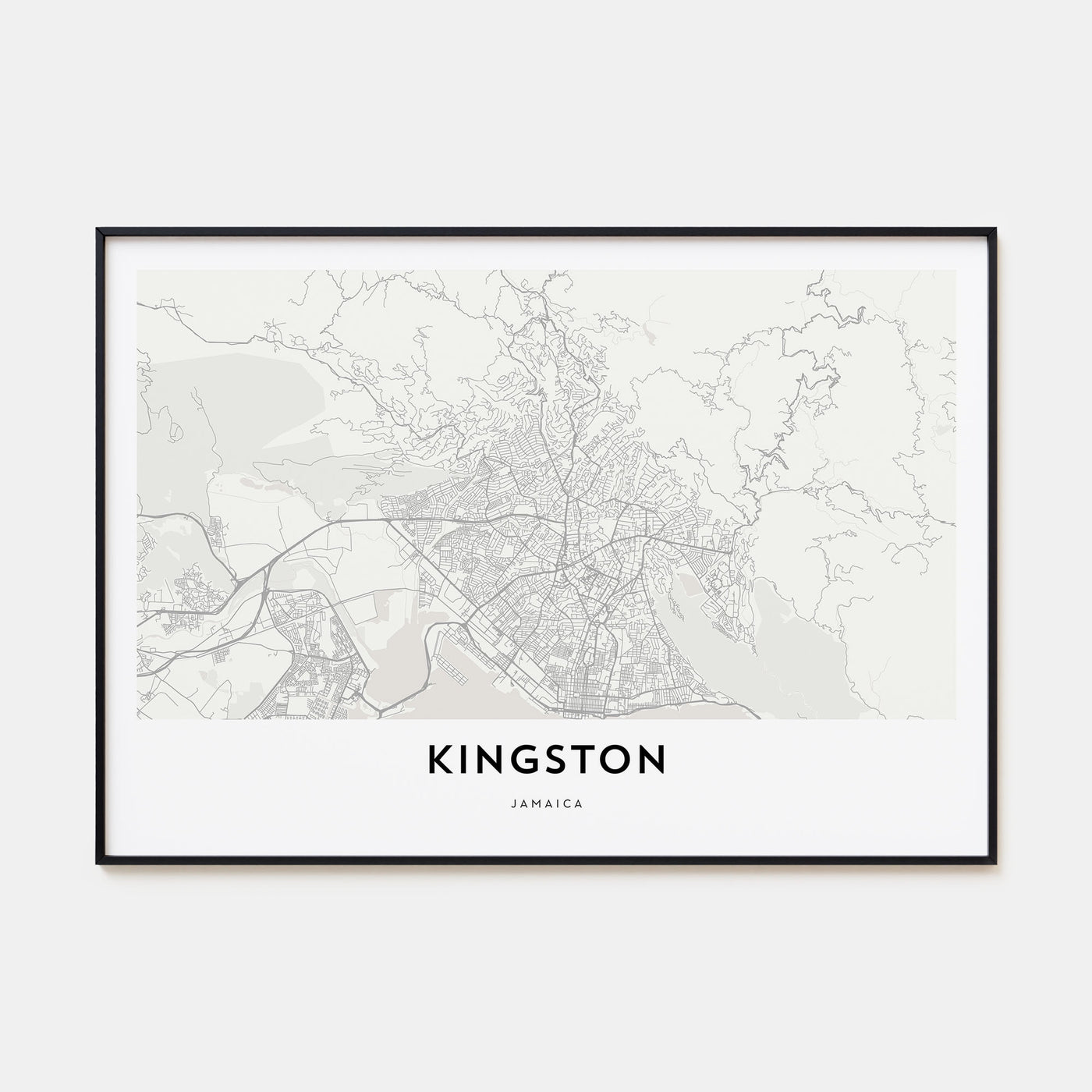 Kingston, Jamaica Map Landscape Poster