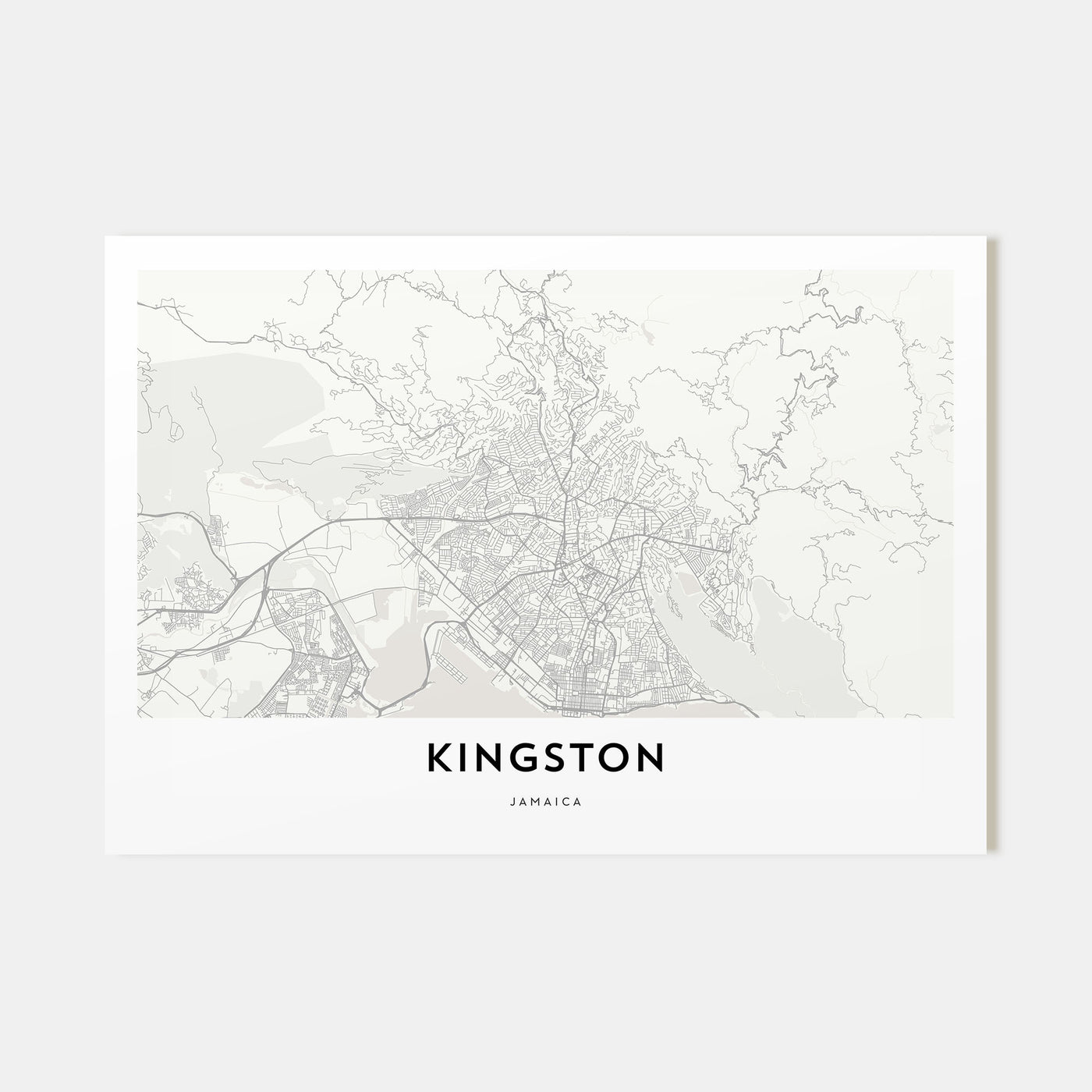 Kingston, Jamaica Map Landscape Poster
