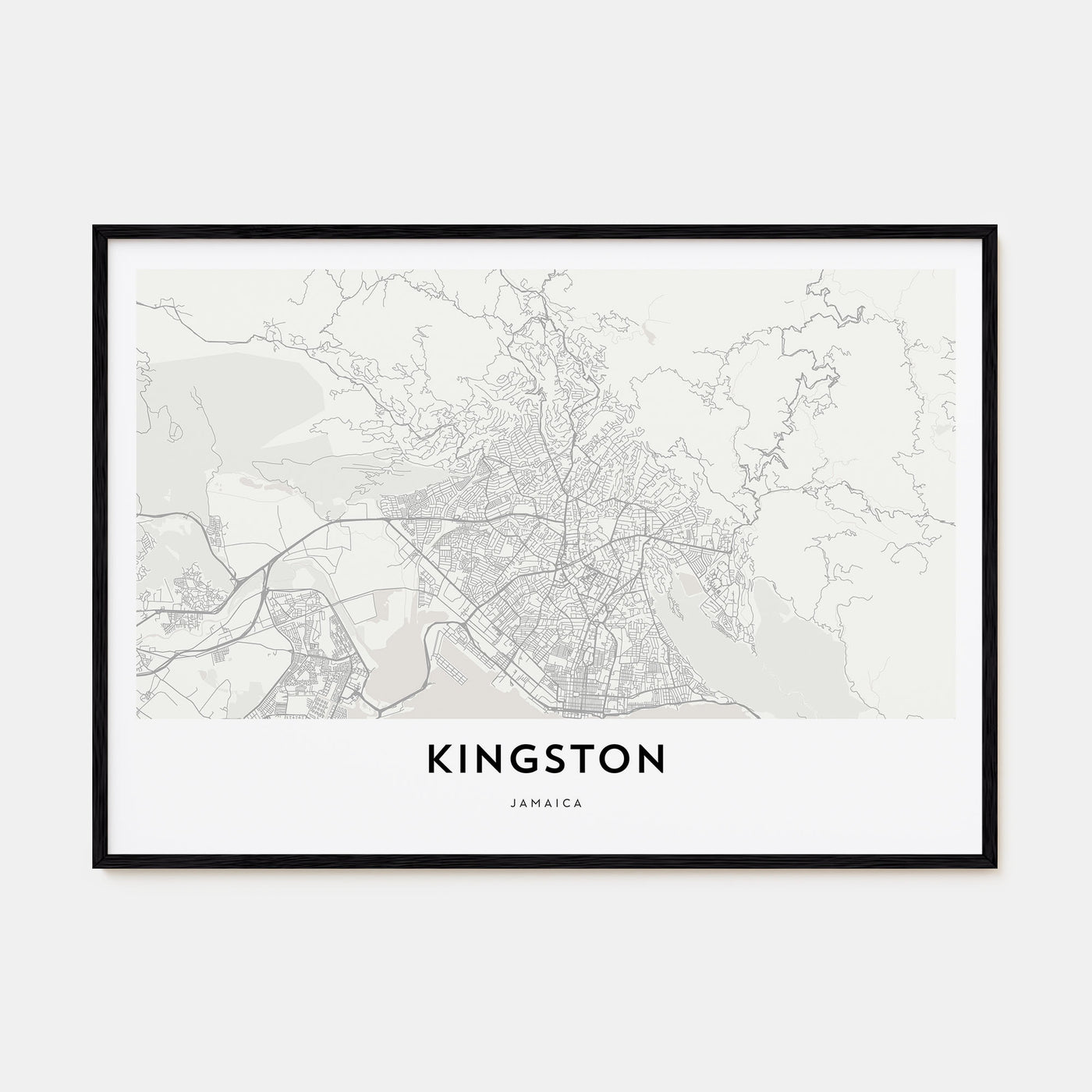 Kingston, Jamaica Map Landscape Poster