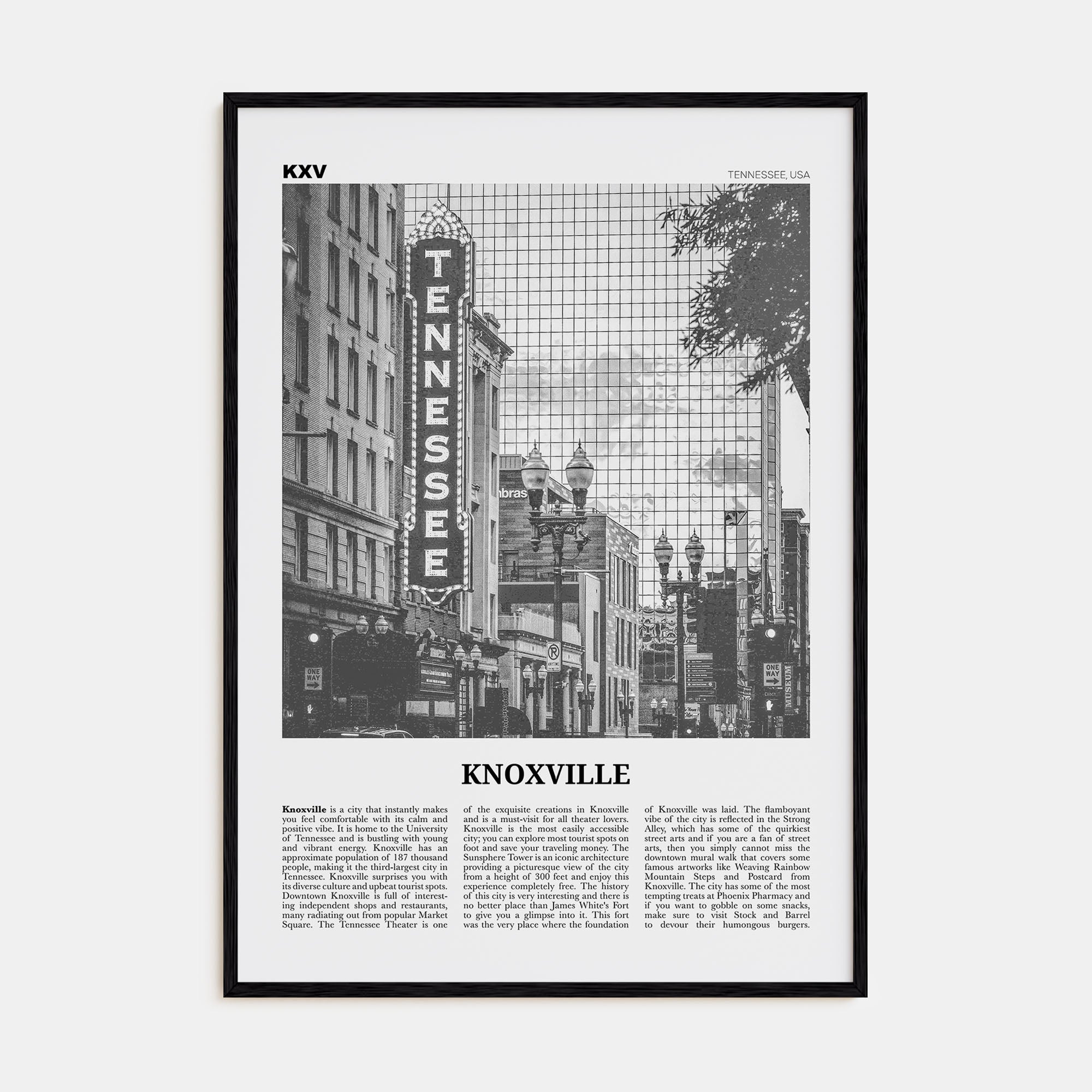Knoxville Travel B&W No 1 Poster