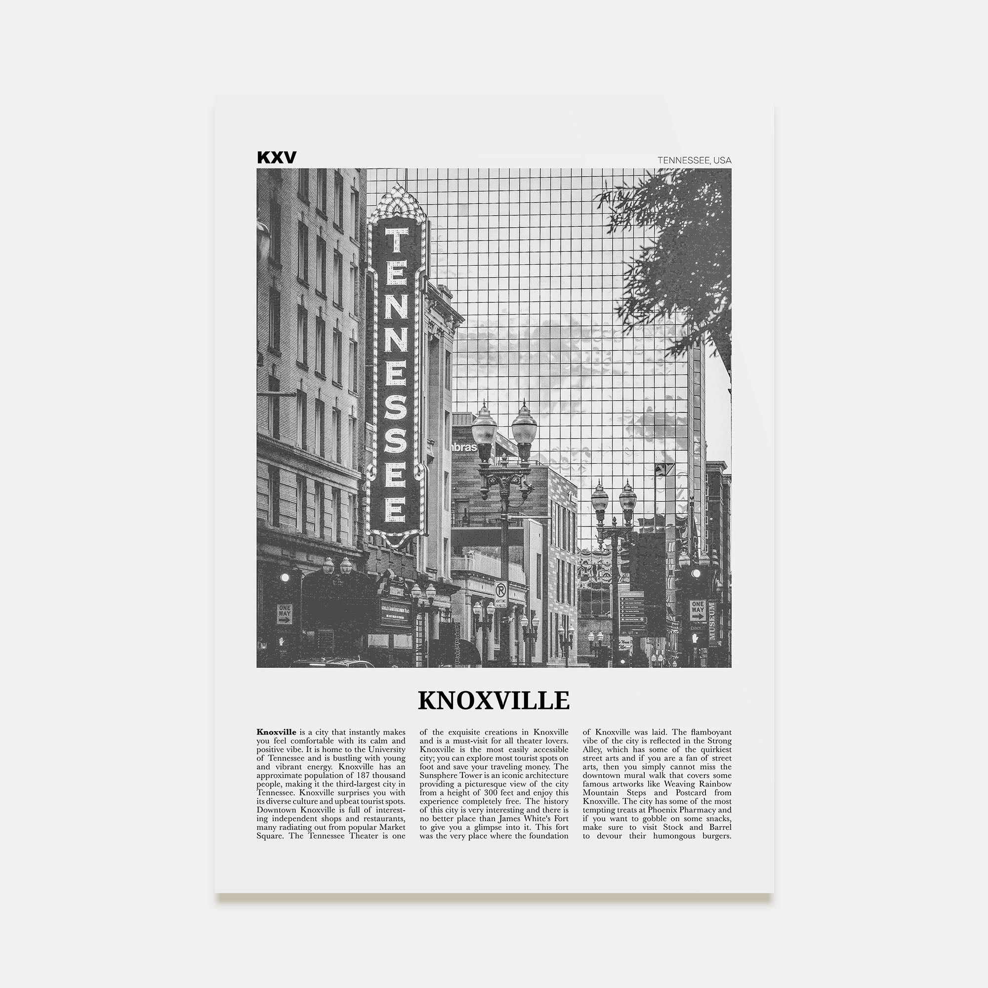 Knoxville Travel B&W No 1 Poster