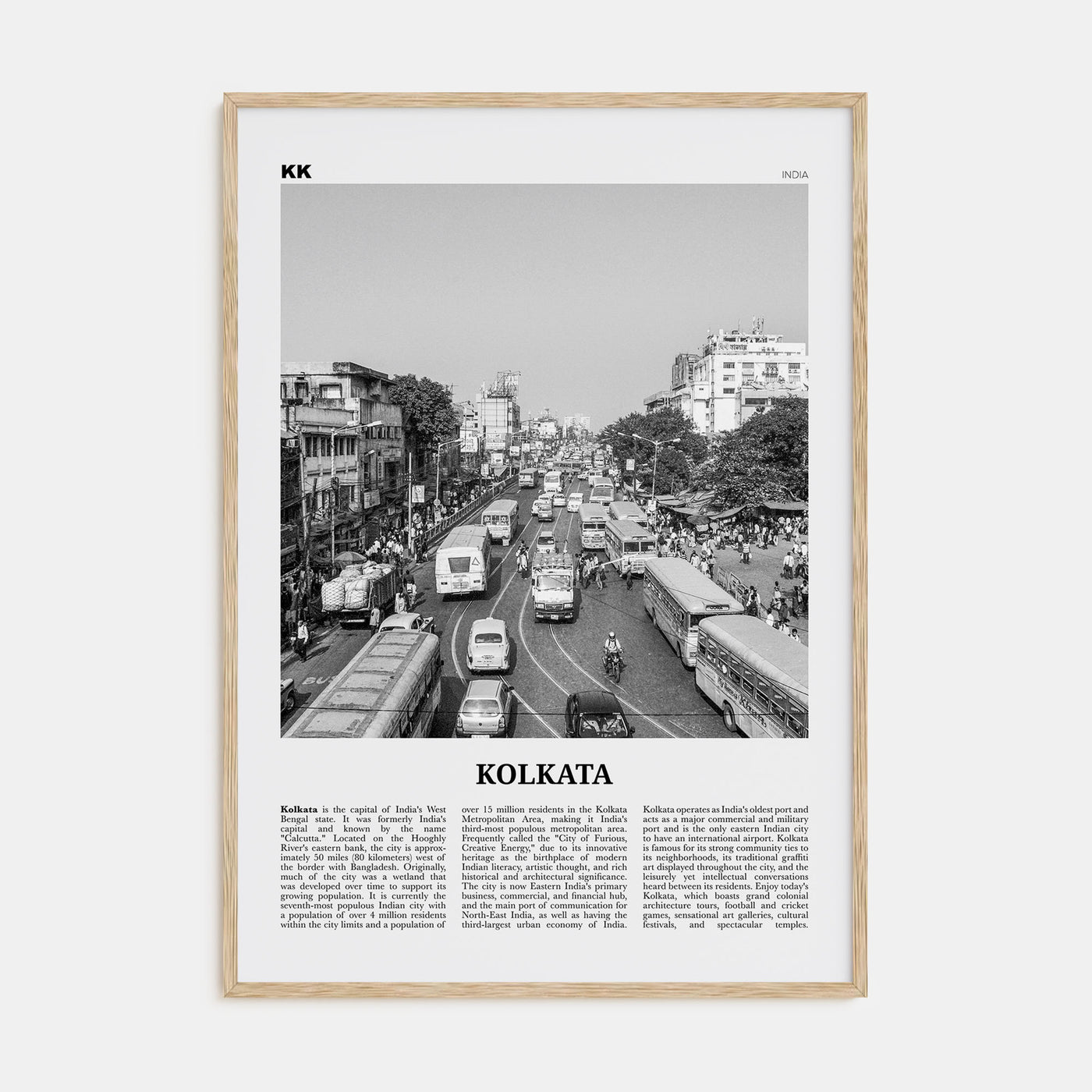 Kolkata Travel B&W Poster