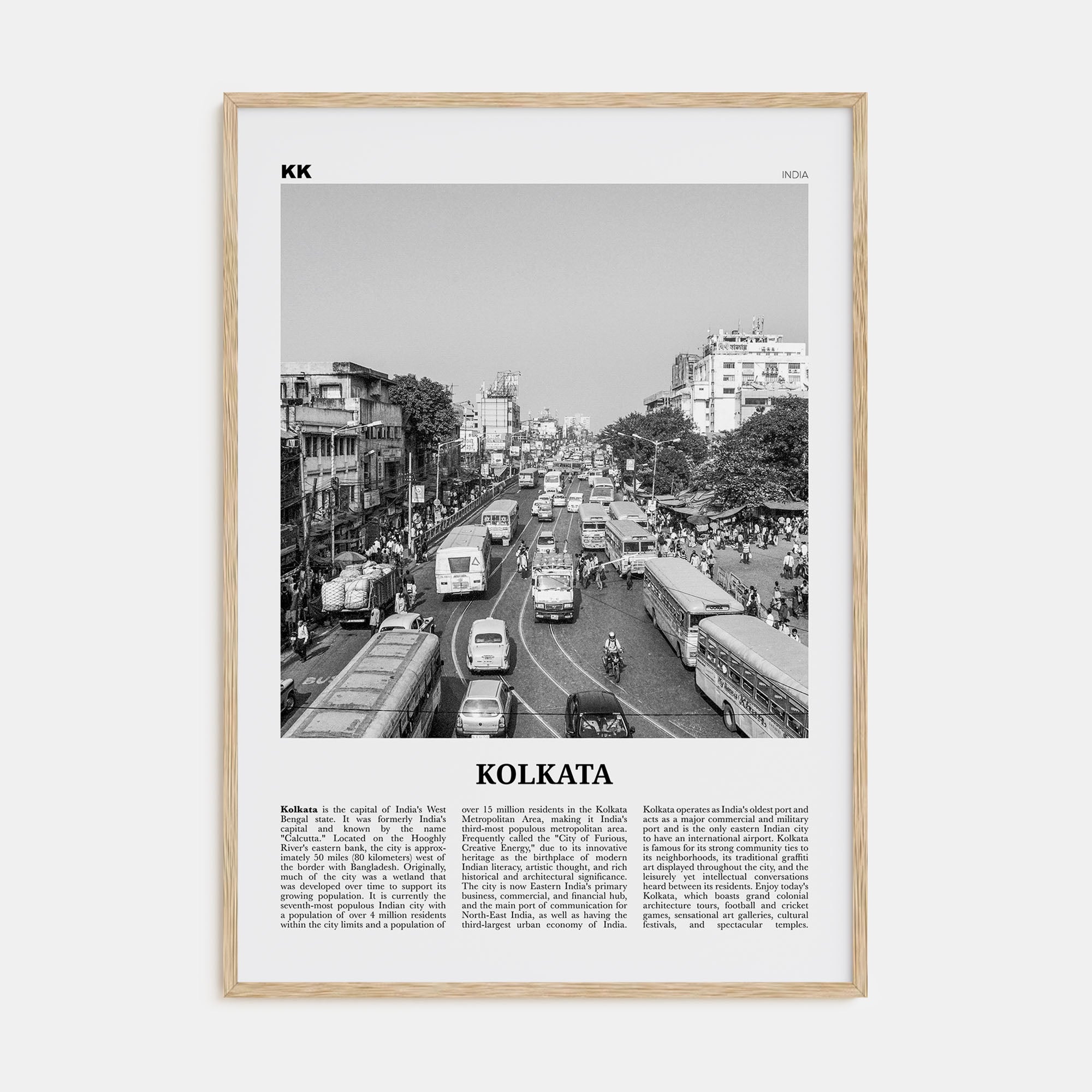 Kolkata Travel B&W Poster