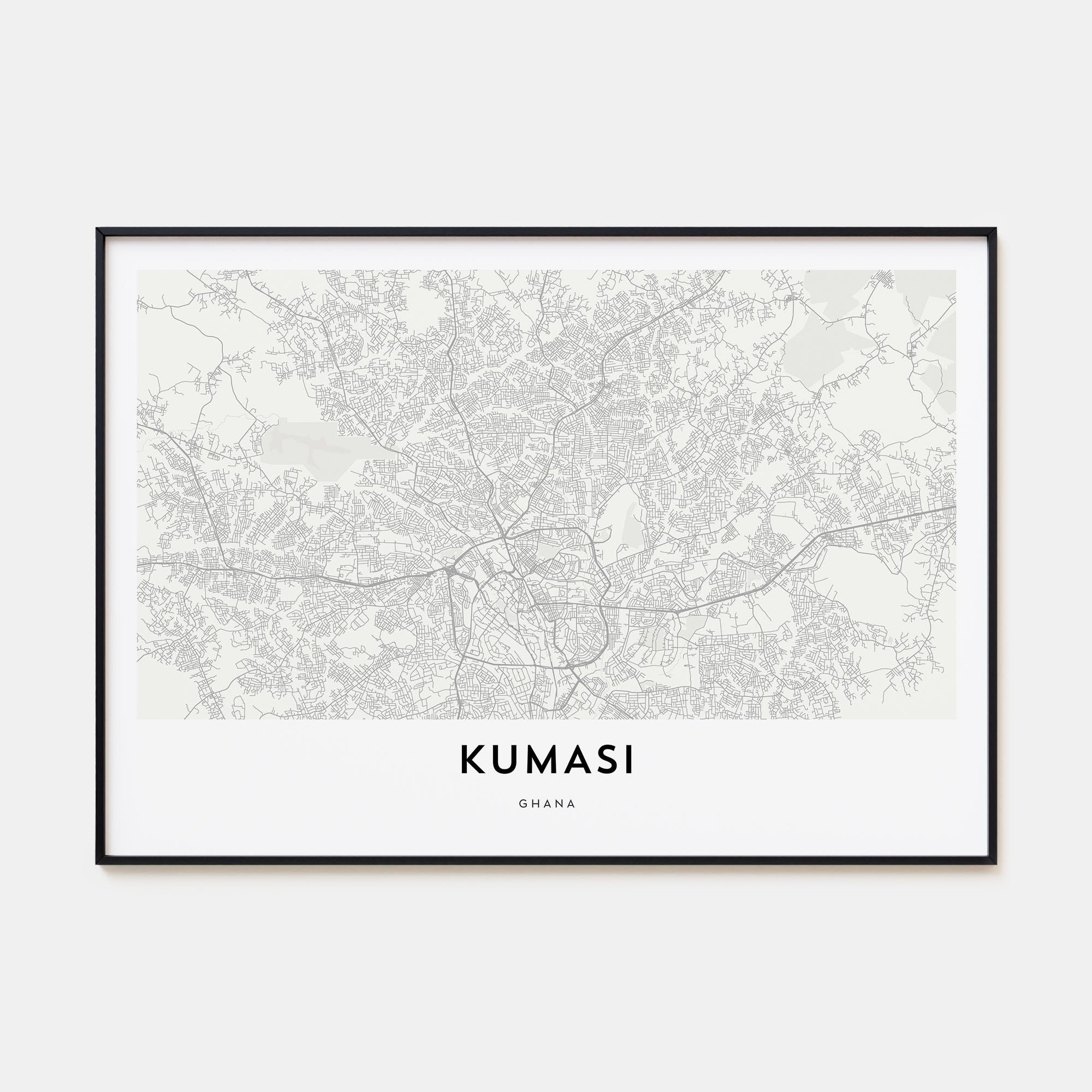 Kumasi Map Landscape Poster