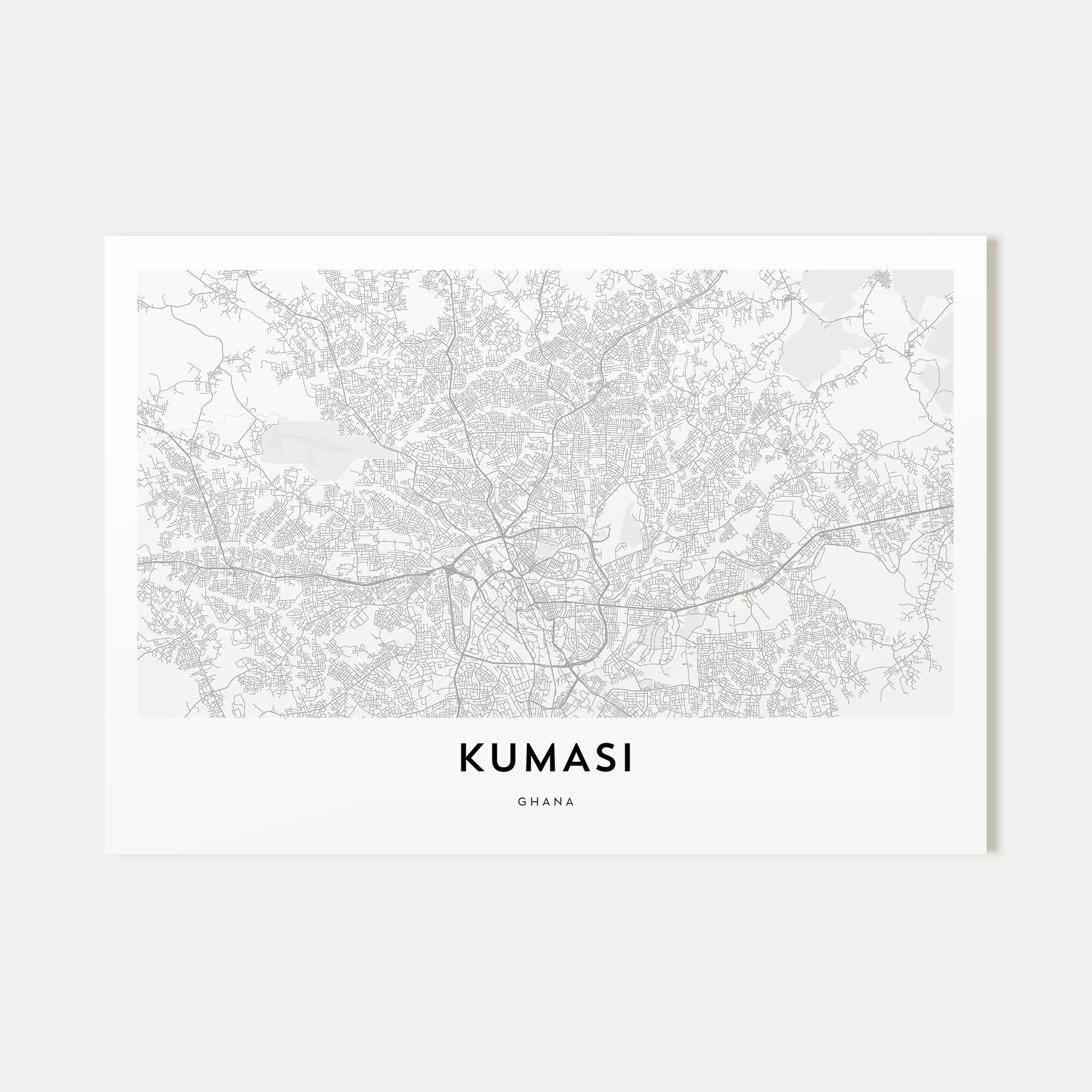 Kumasi Map Landscape Poster