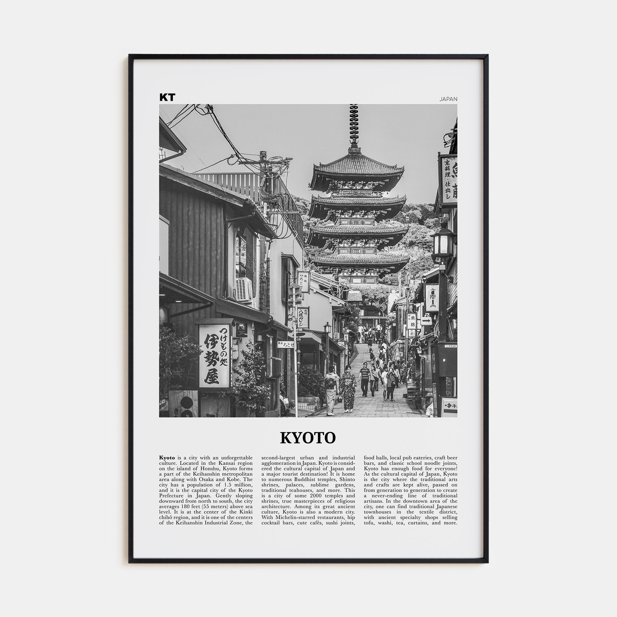 Kyoto Travel B&W No 1 Poster