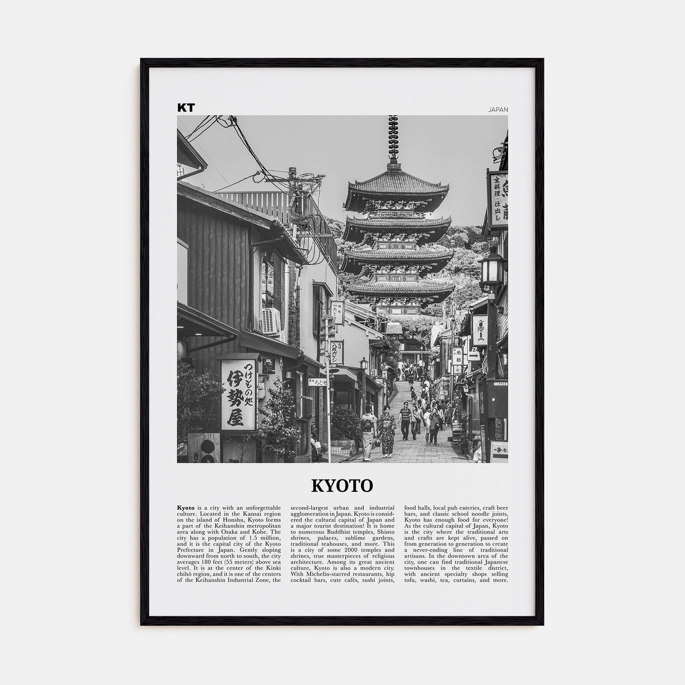 Kyoto Travel B&W No 1 Poster