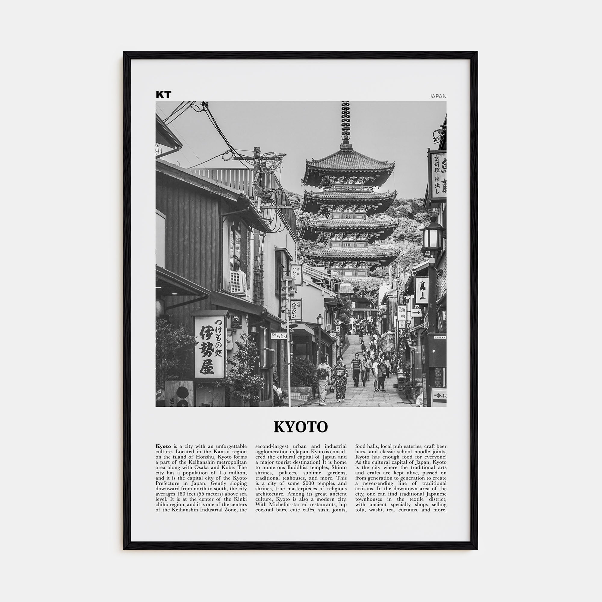 Kyoto Travel B&W No 1 Poster