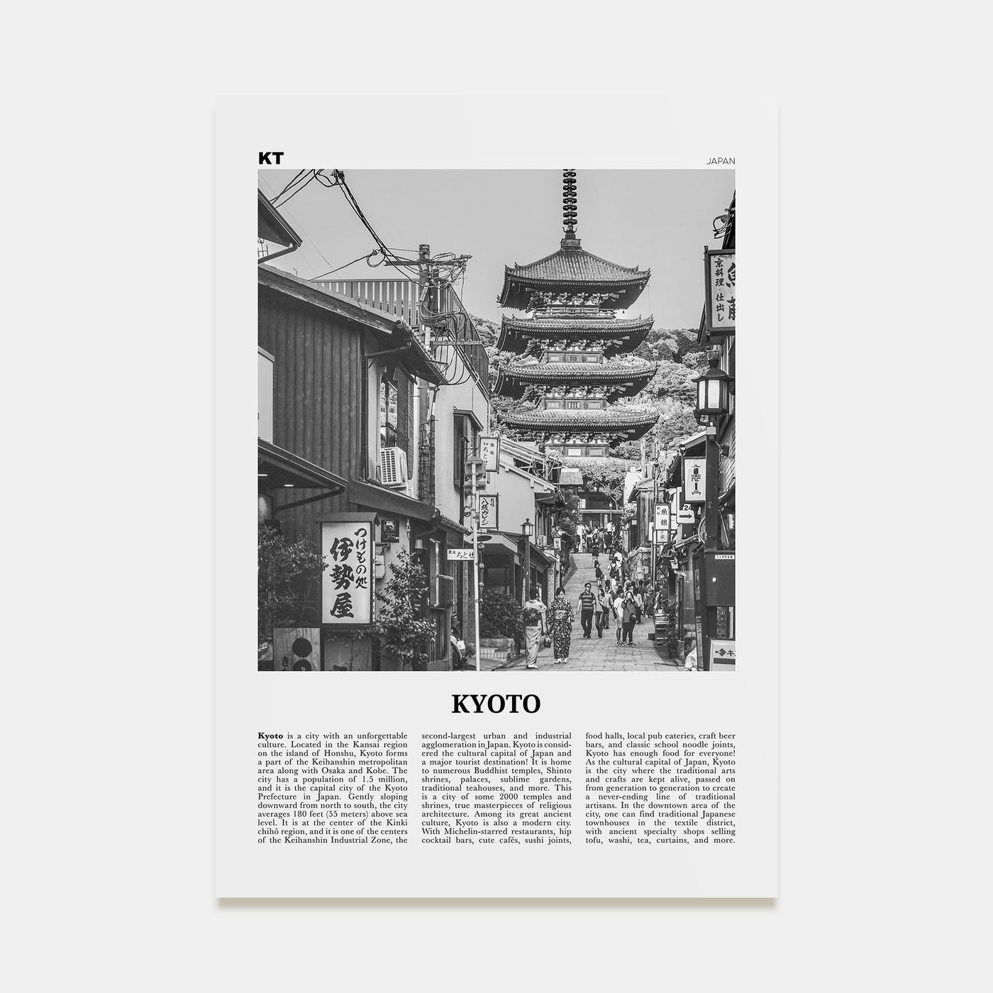 Kyoto Travel B&W No 1 Poster