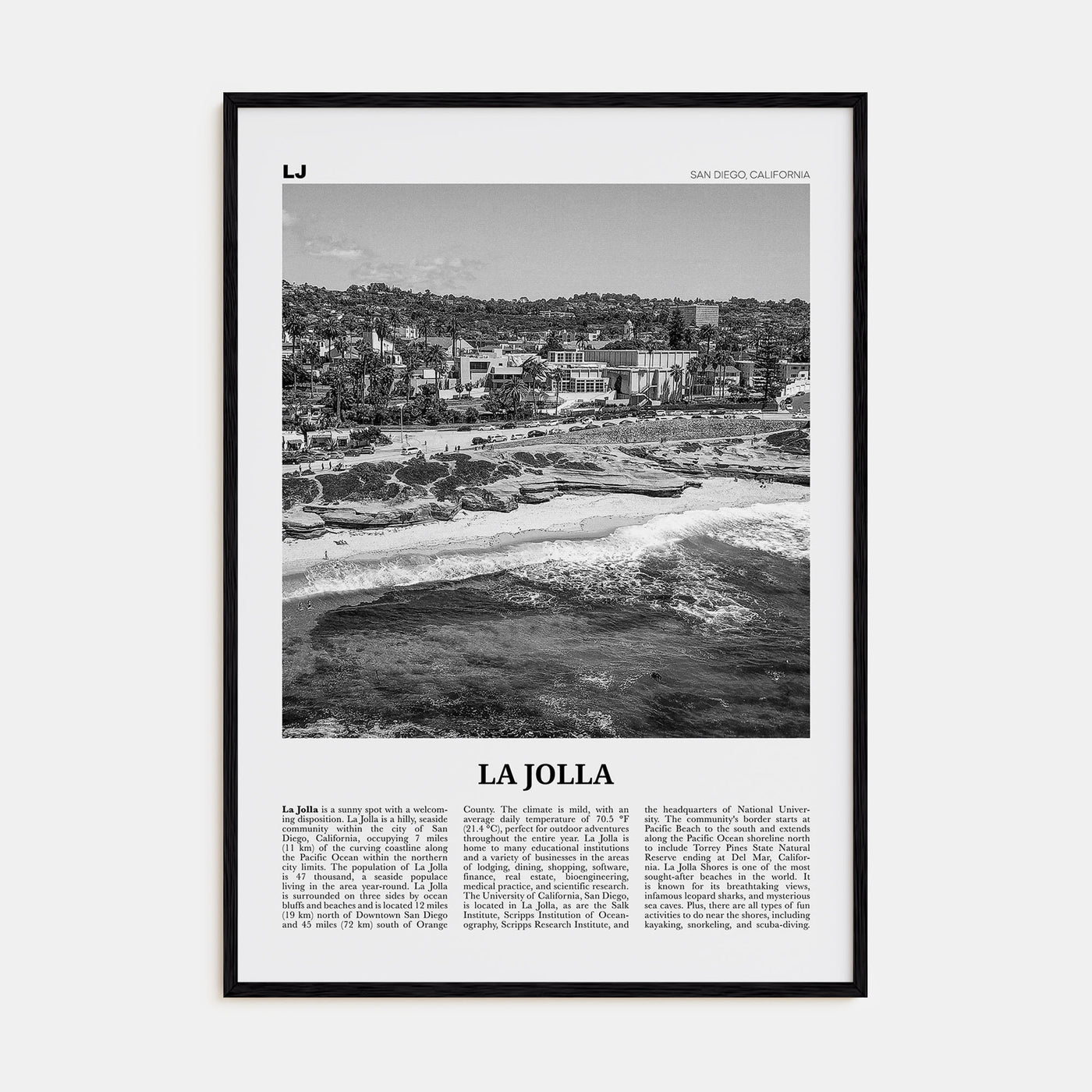 La Jolla Travel B&W No 1 Poster