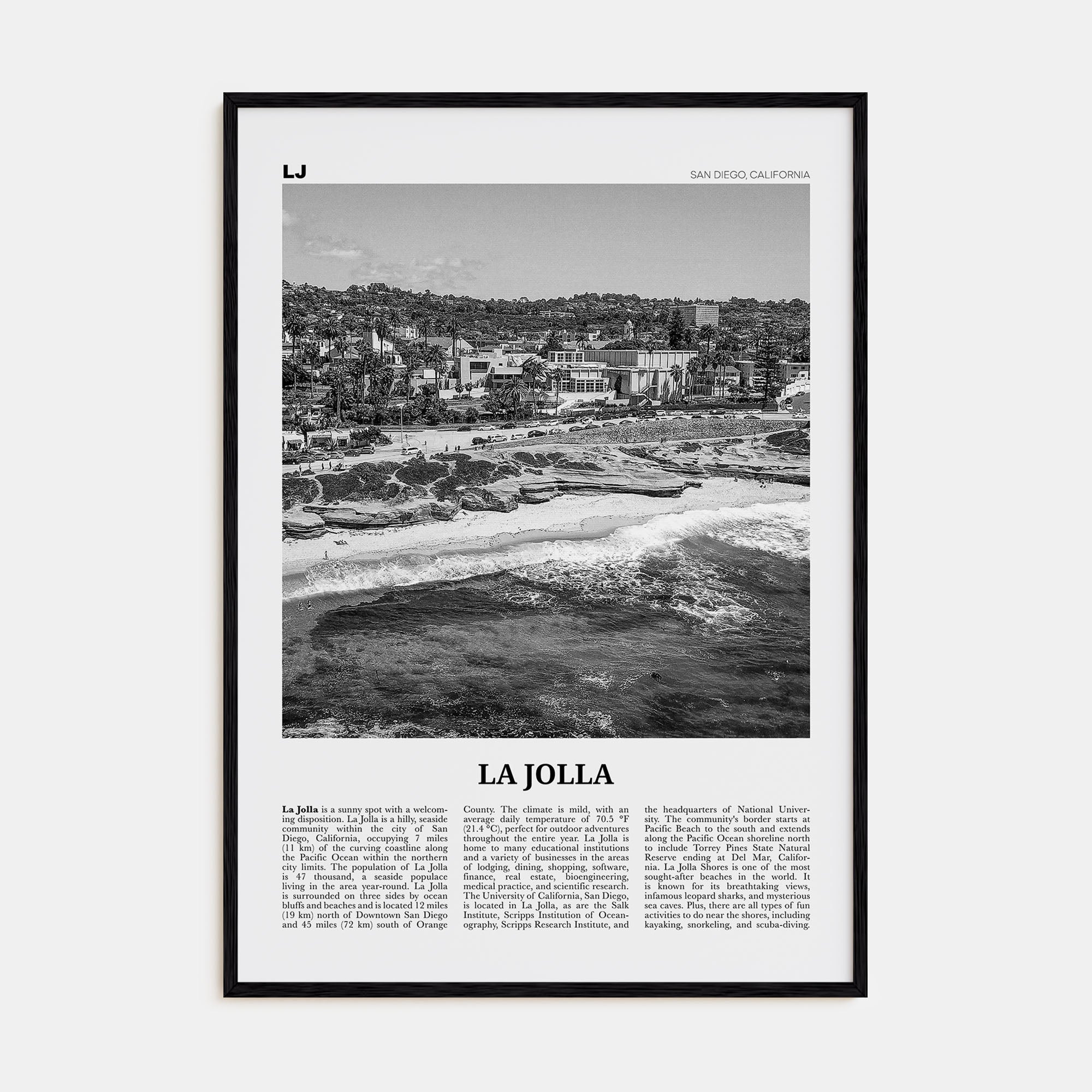 La Jolla Travel B&W No 1 Poster