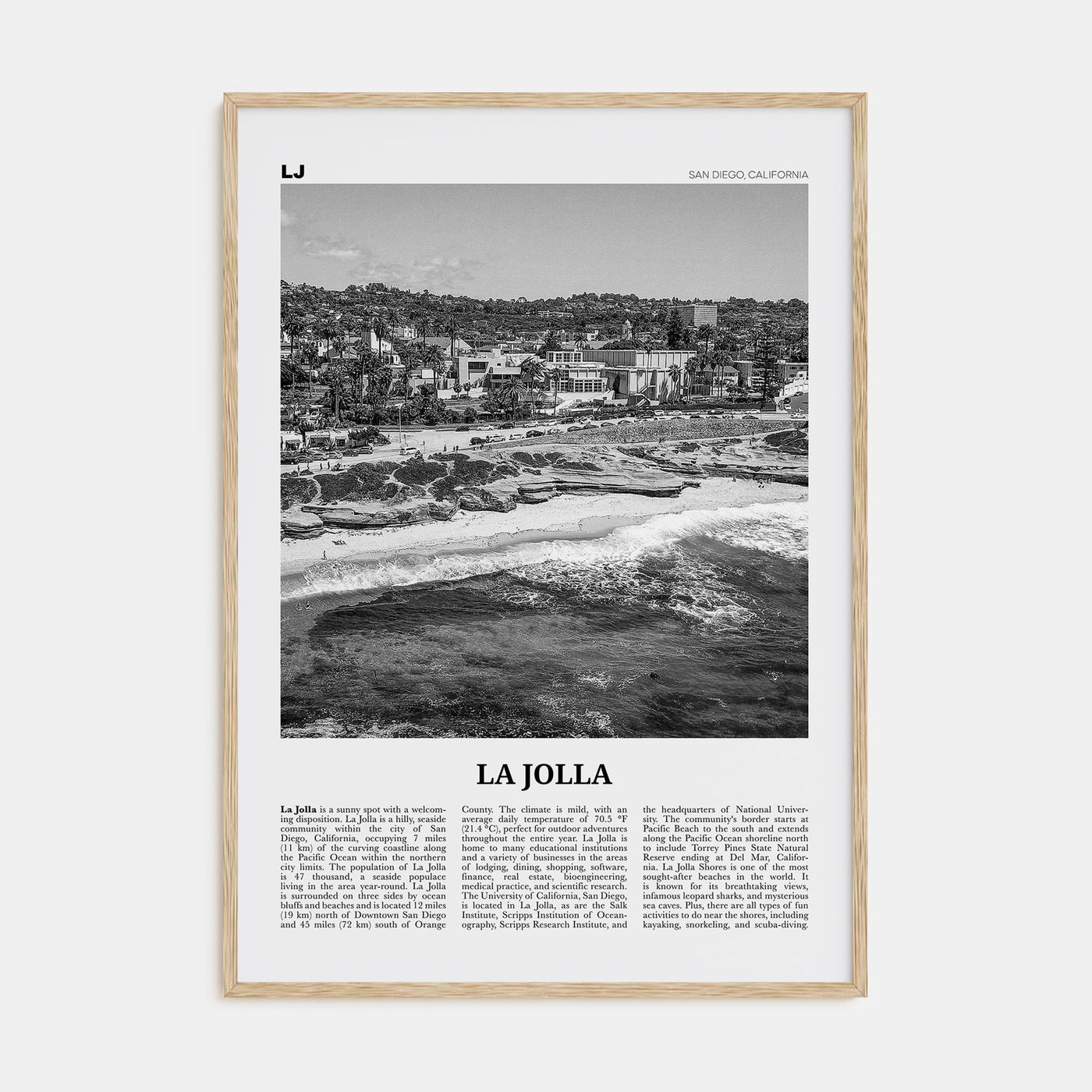 La Jolla Travel B&W No 1 Poster