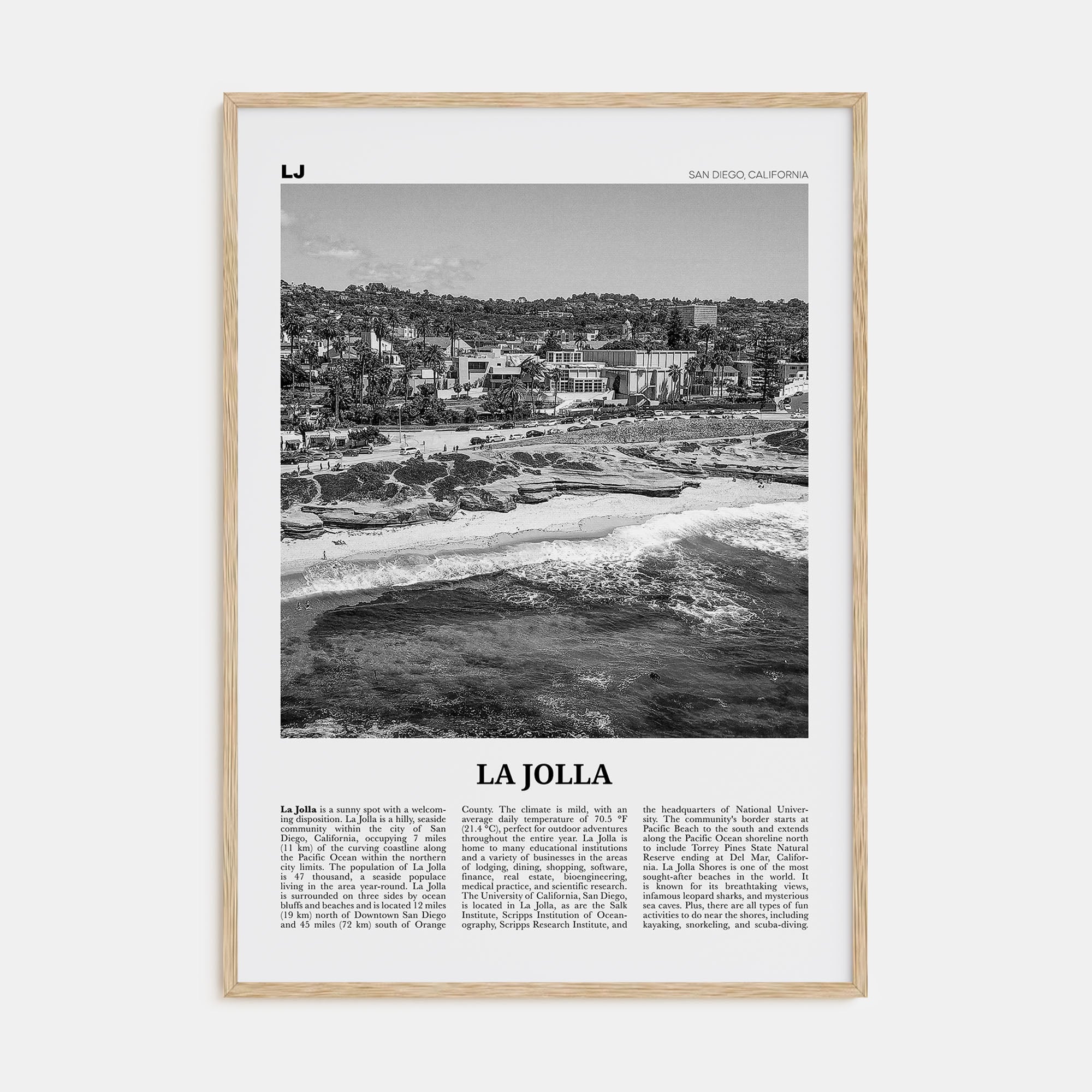 La Jolla Travel B&W No 1 Poster