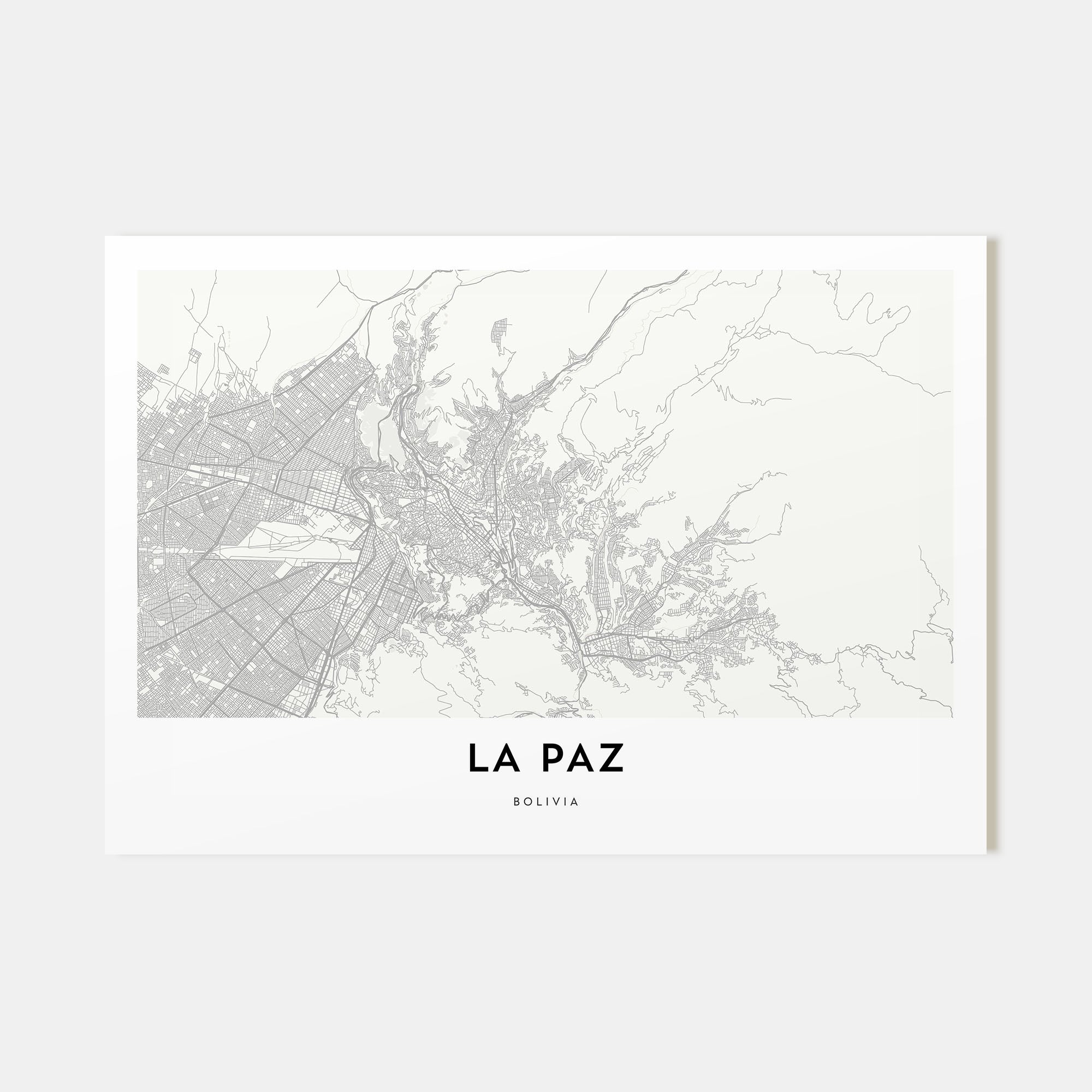 La Paz Map Landscape Poster