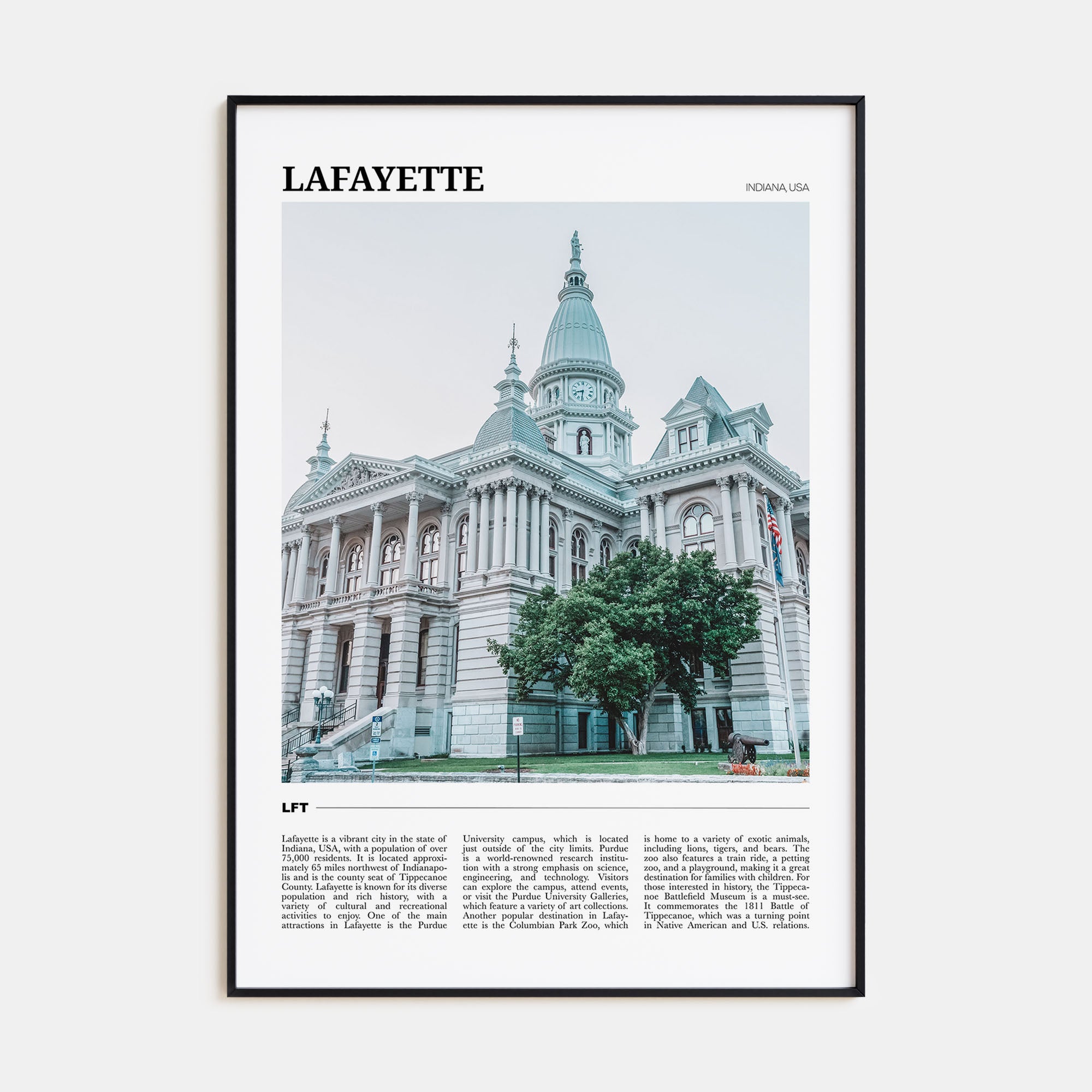 Lafayette, Indiana Travel Color Poster
