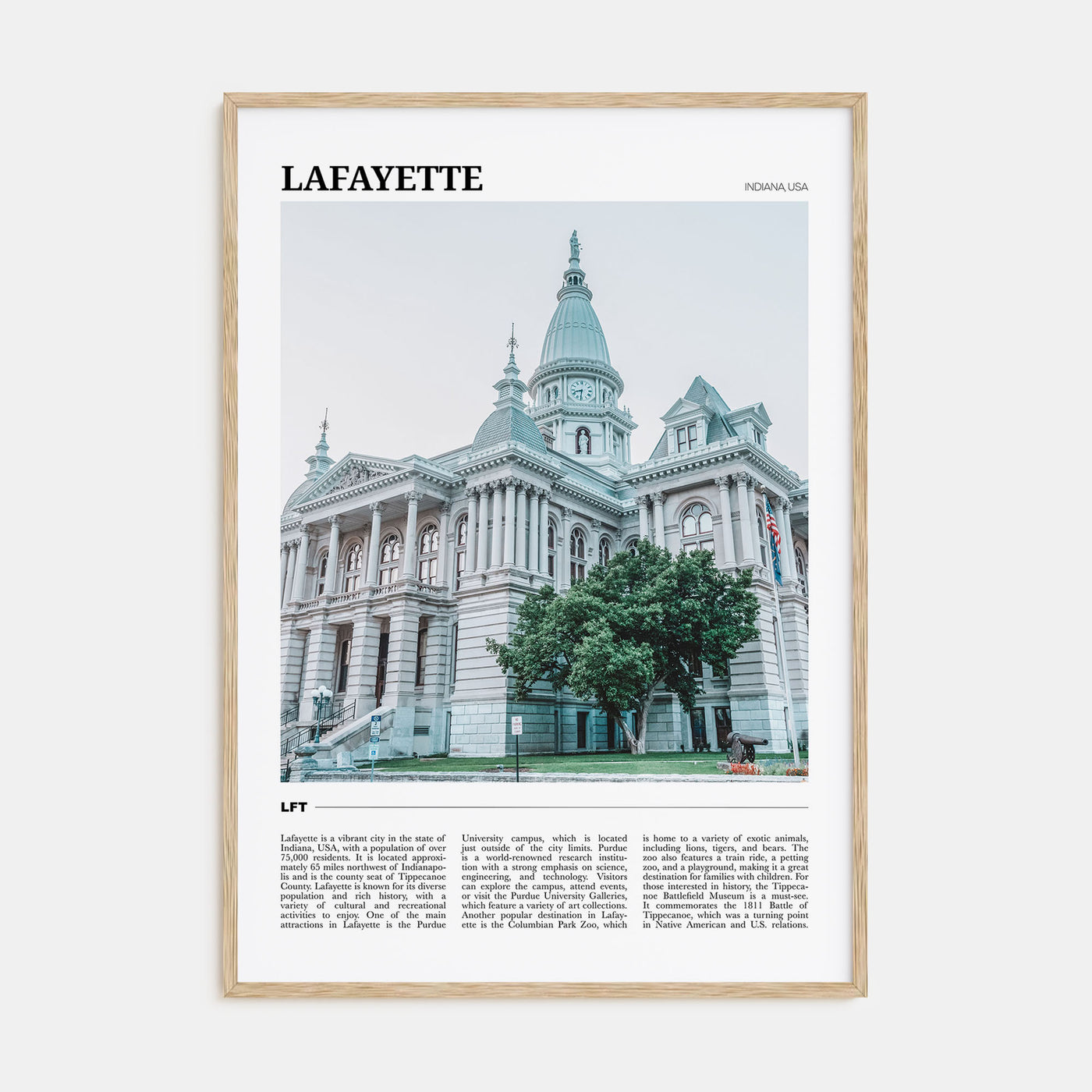 Lafayette, Indiana Travel Color Poster