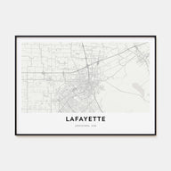 Lafayette, Louisiana Map Landscape Poster