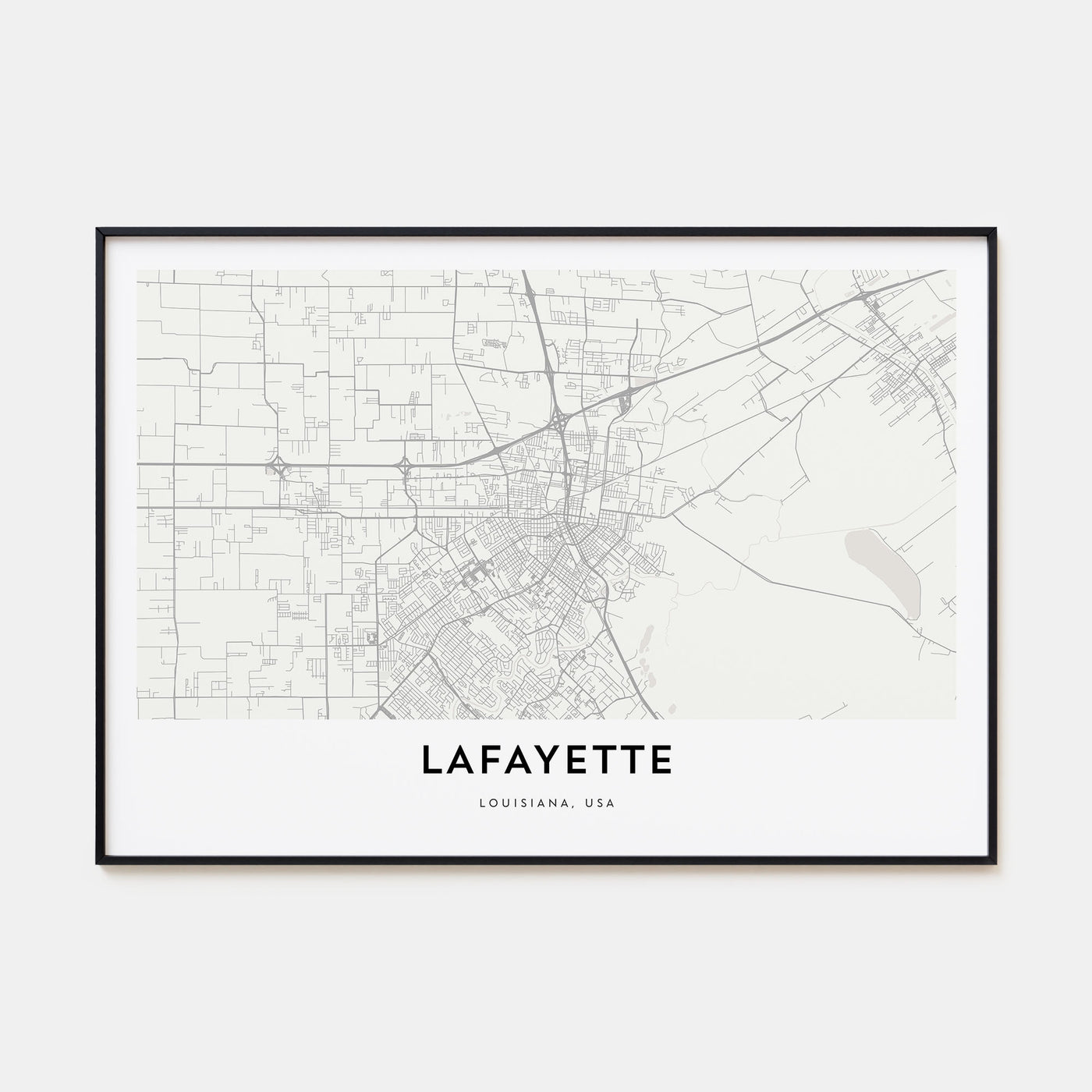 Lafayette, Louisiana Map Landscape Poster