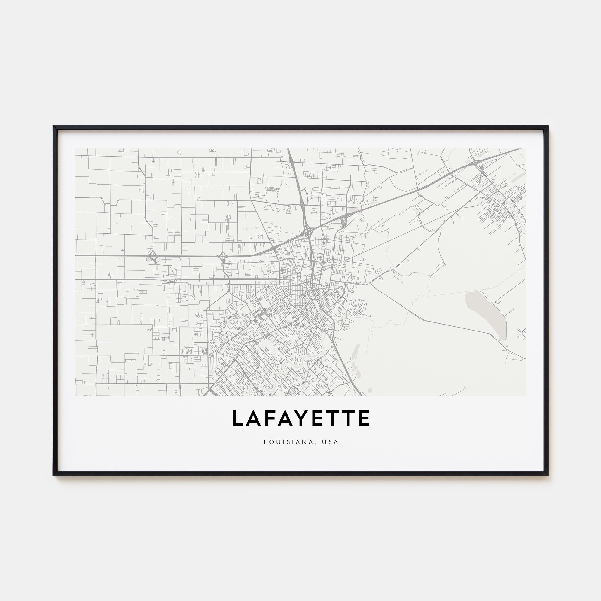 Lafayette, Louisiana Map Landscape Poster