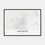 Lafayette, Louisiana Map Landscape Poster