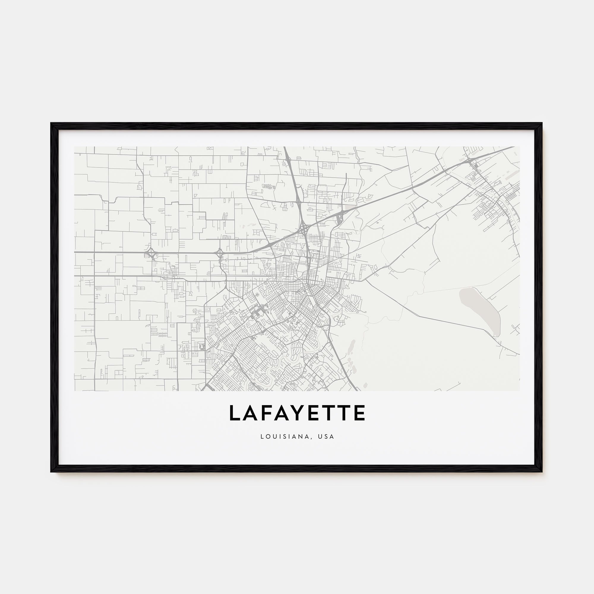 Lafayette, Louisiana Map Landscape Poster