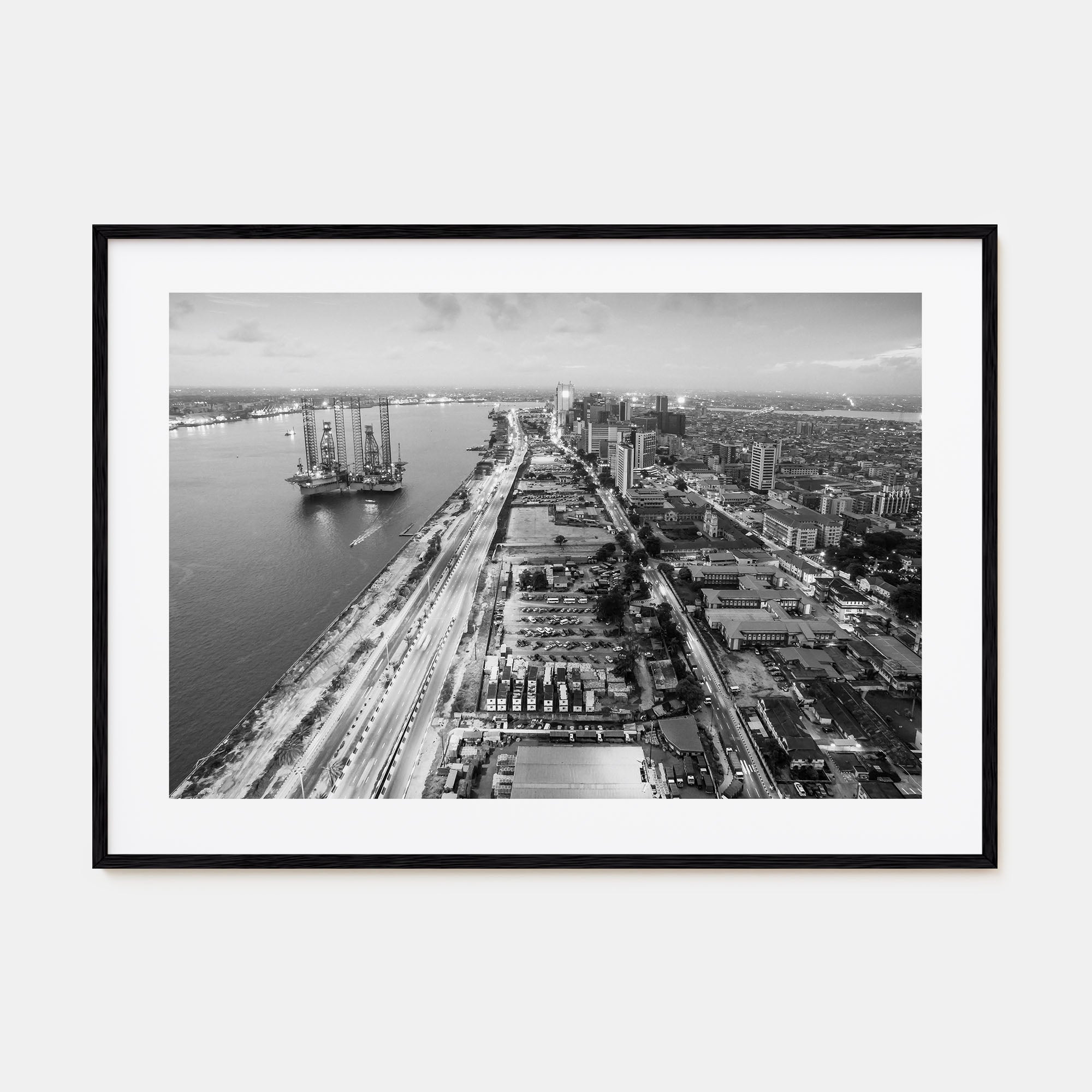 Lagos, Nigeria Landscape B&W Poster