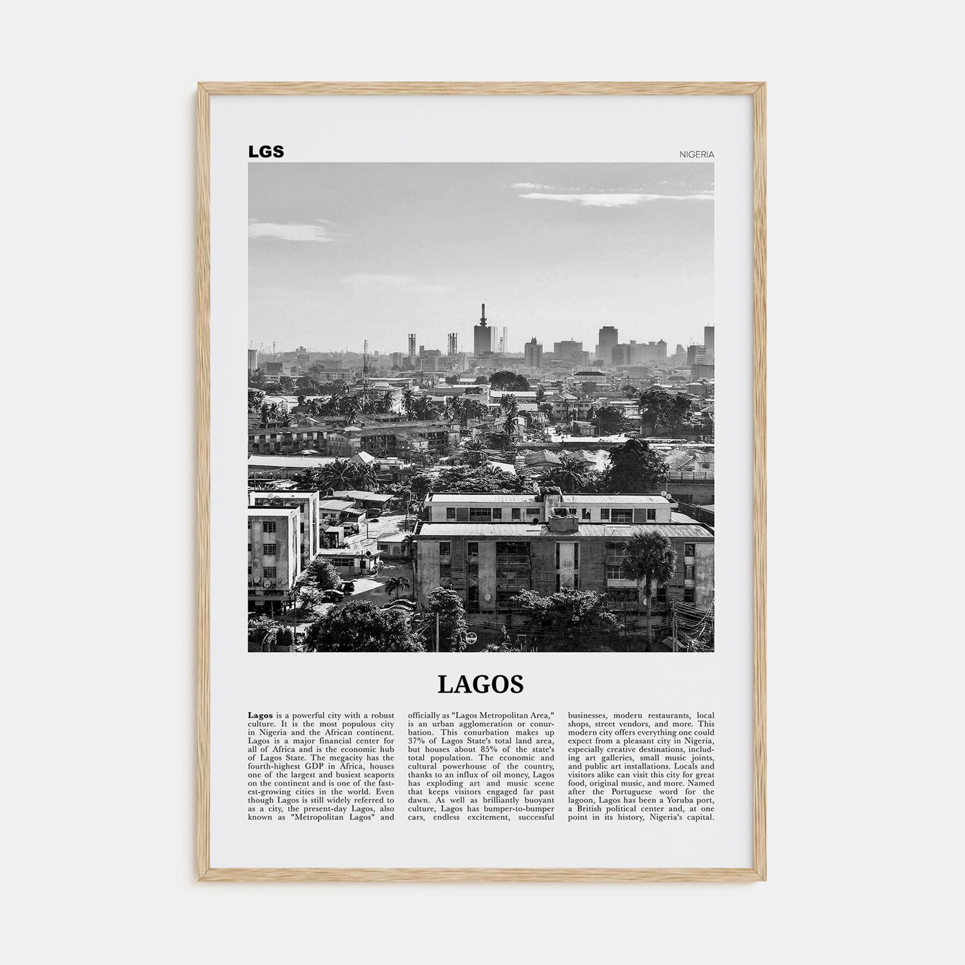 Lagos, Nigeria Travel B&W No 1 Poster