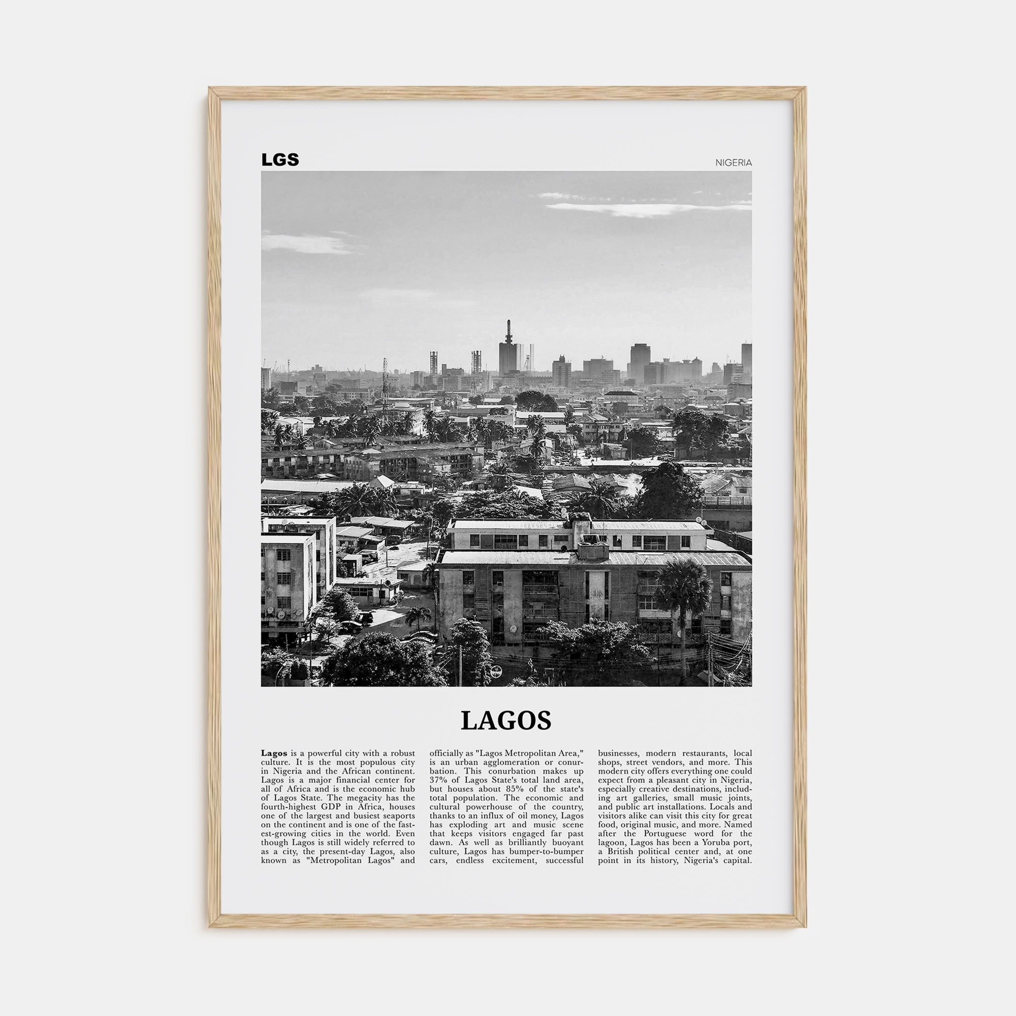 Lagos, Nigeria Travel B&W No 1 Poster