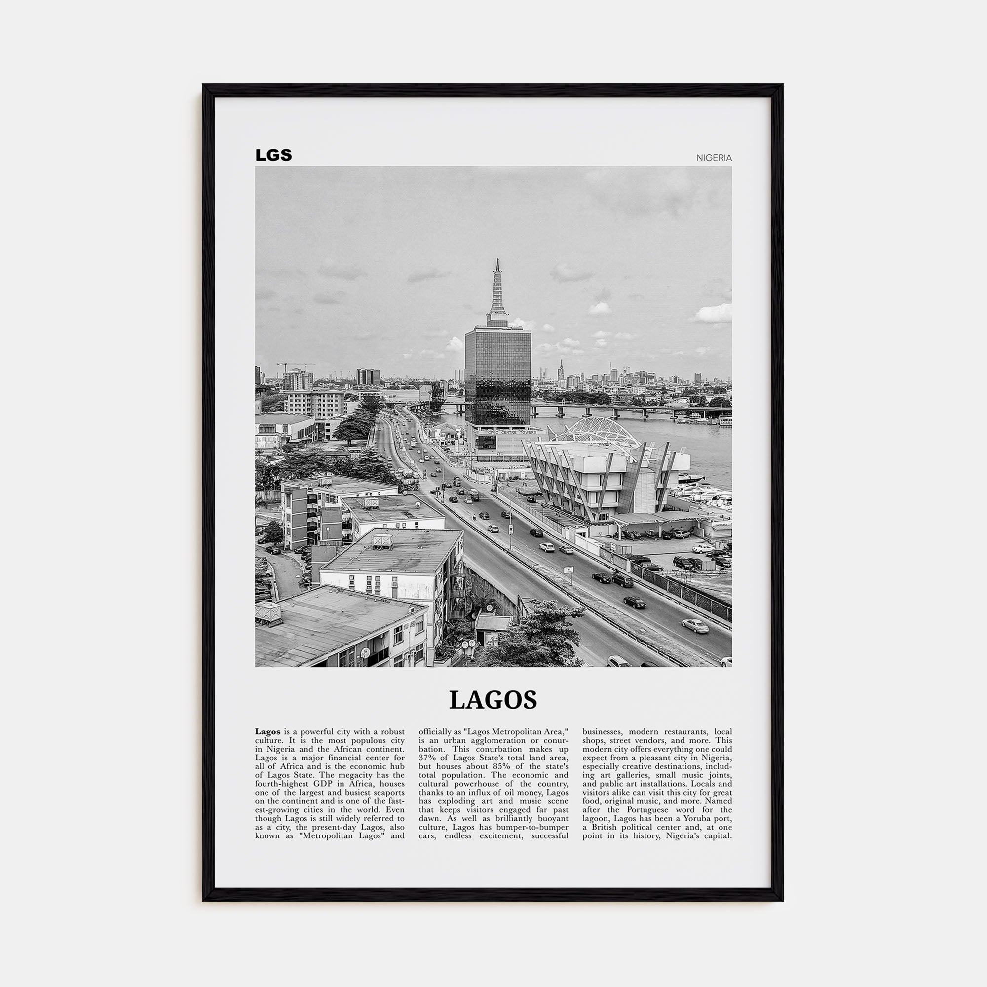 Lagos, Nigeria Travel B&W No 2 Poster