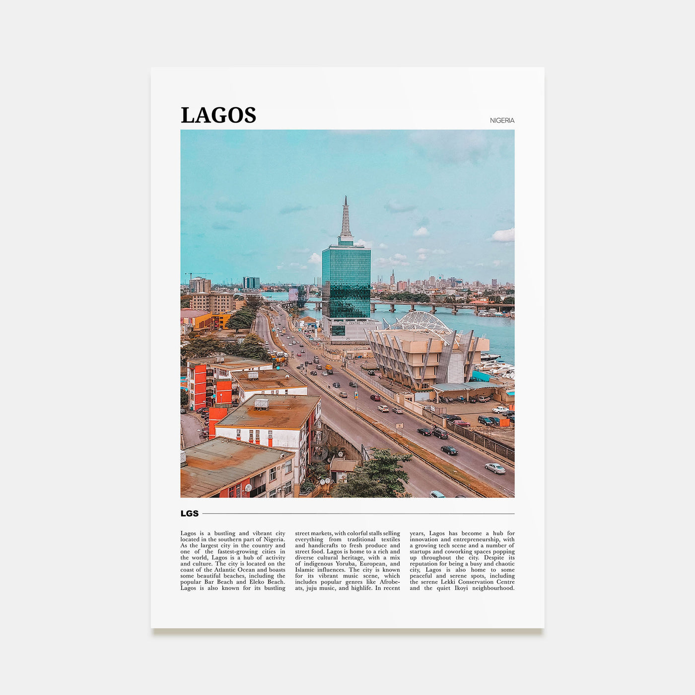 Lagos, Nigeria Travel Color Poster