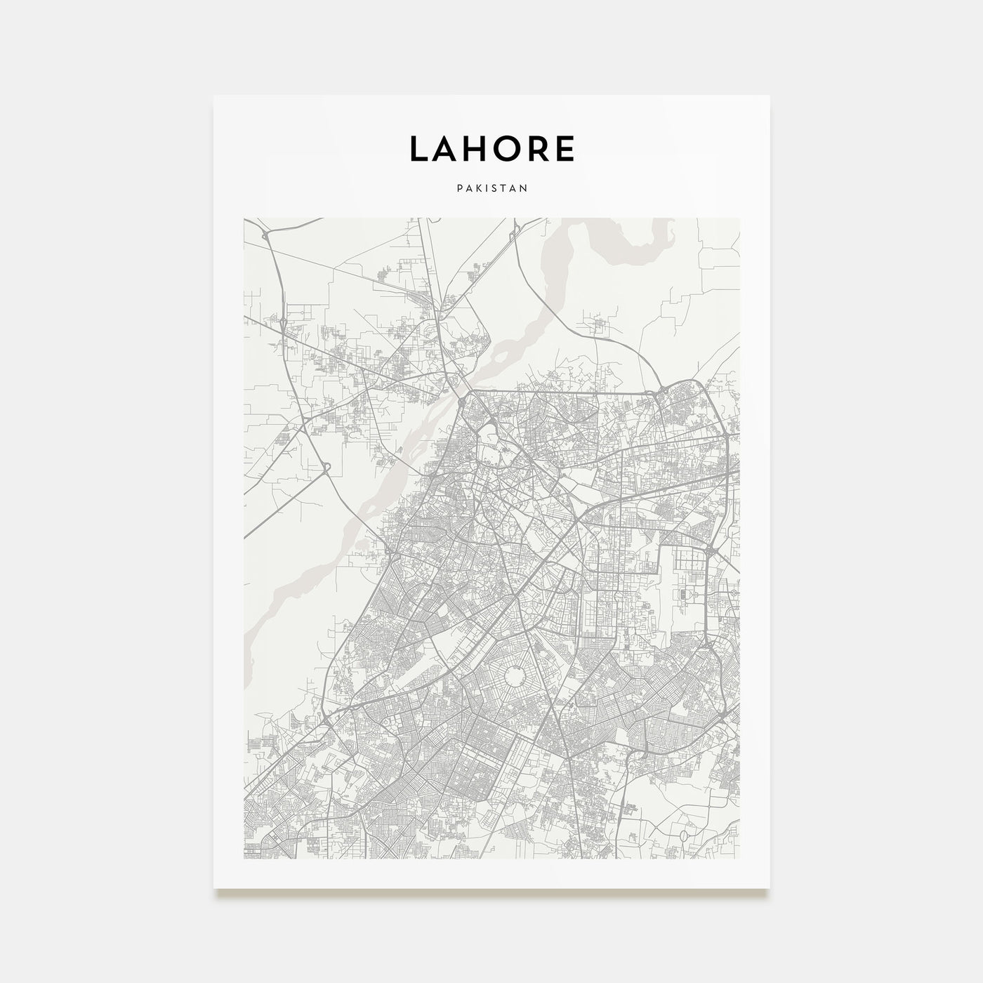 Lahore Map Portrait Poster