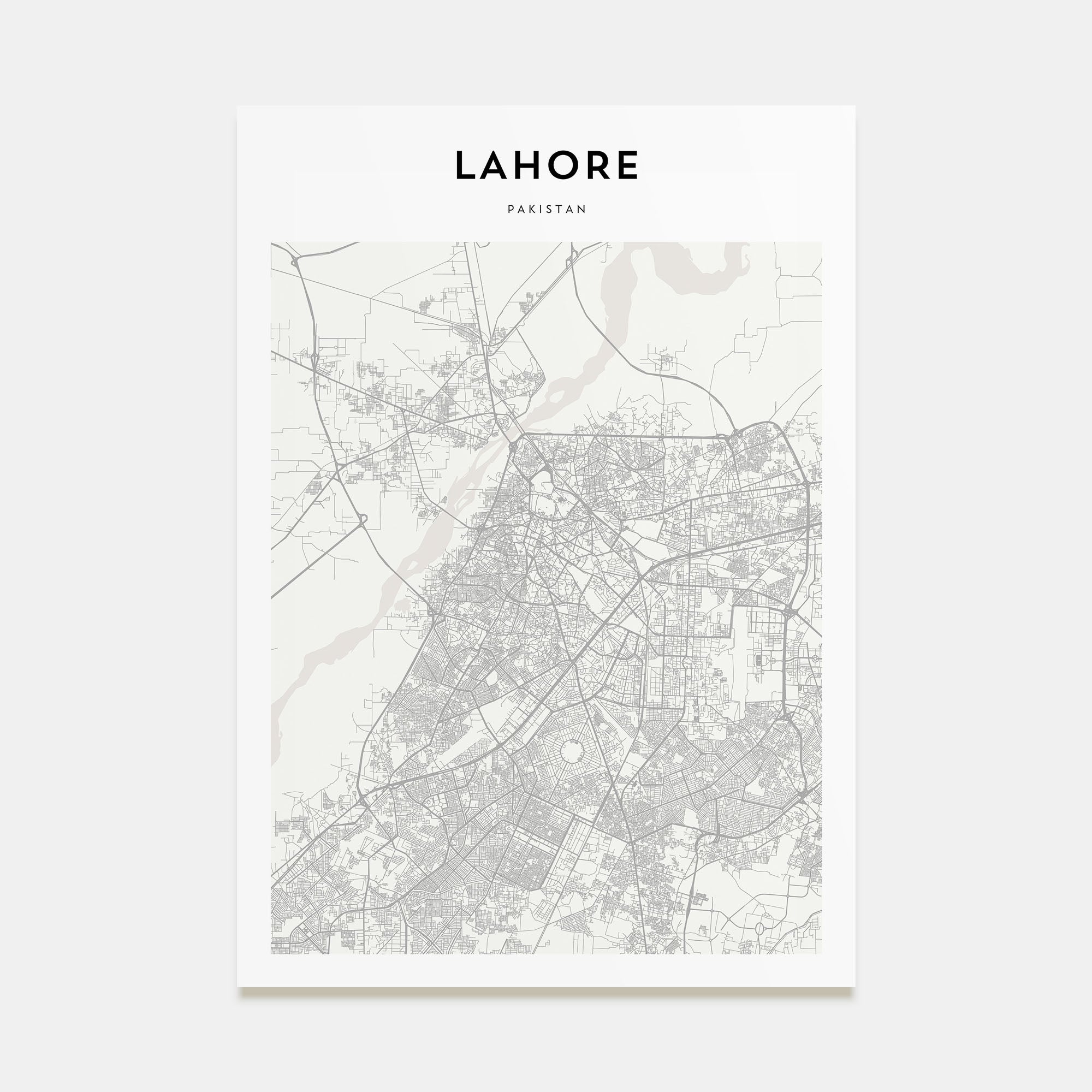 Lahore Map Portrait Poster