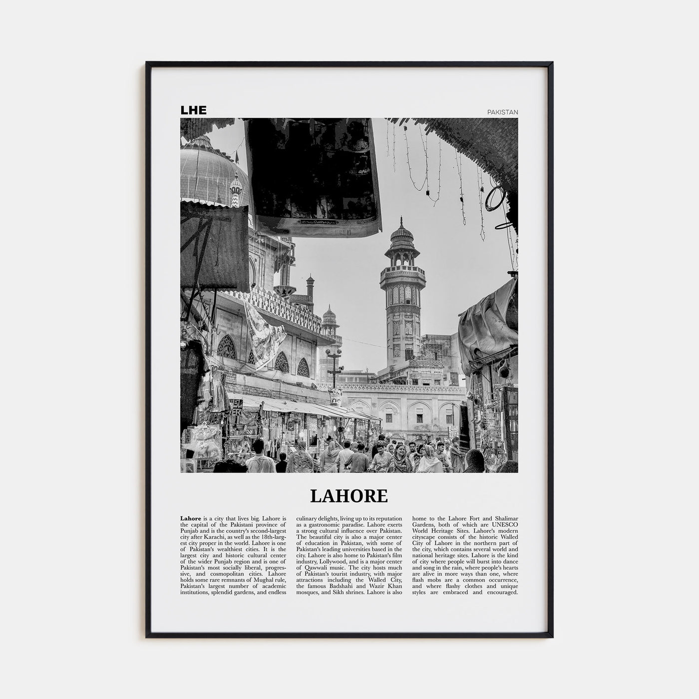 Lahore Travel B&W No 1 Poster