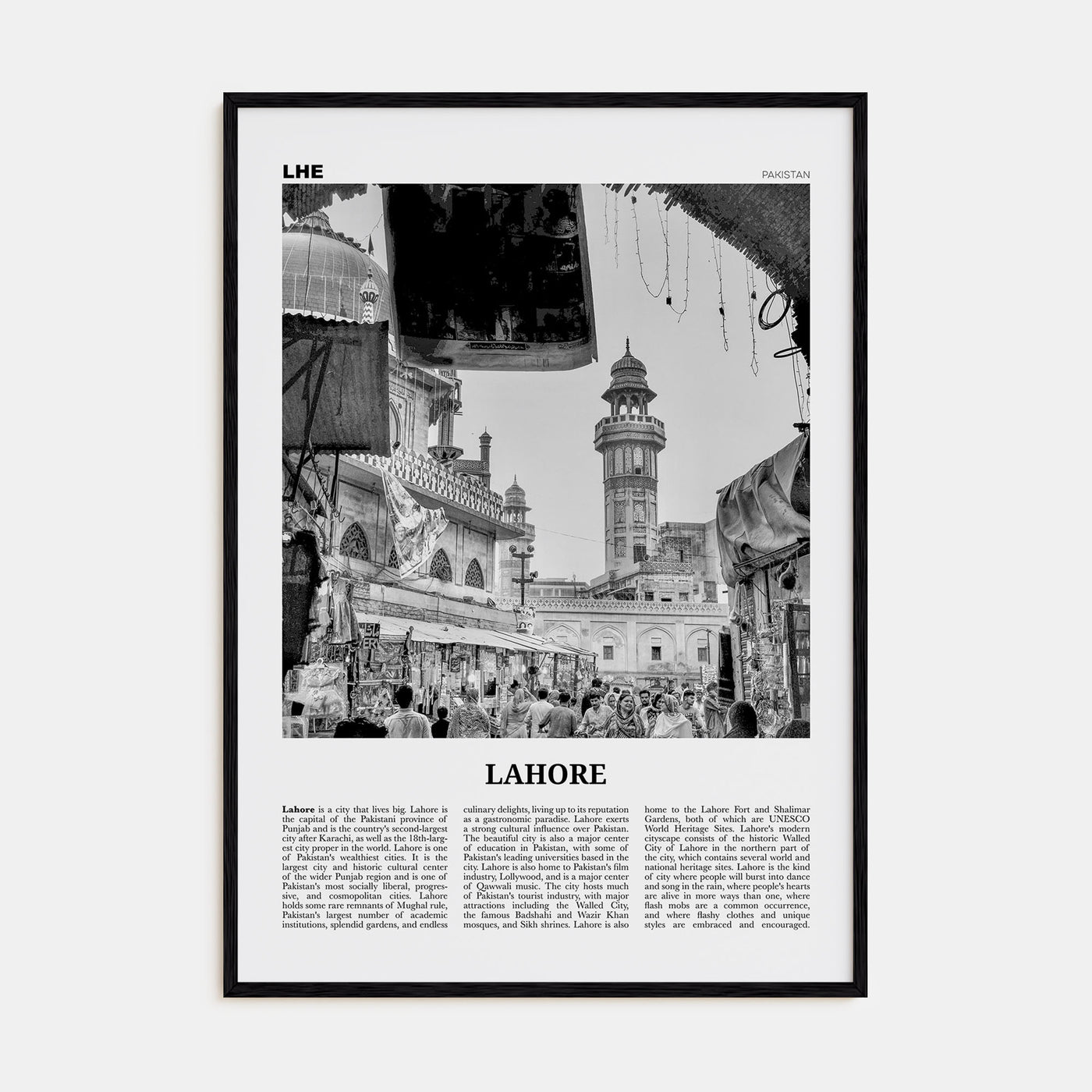 Lahore Travel B&W No 1 Poster