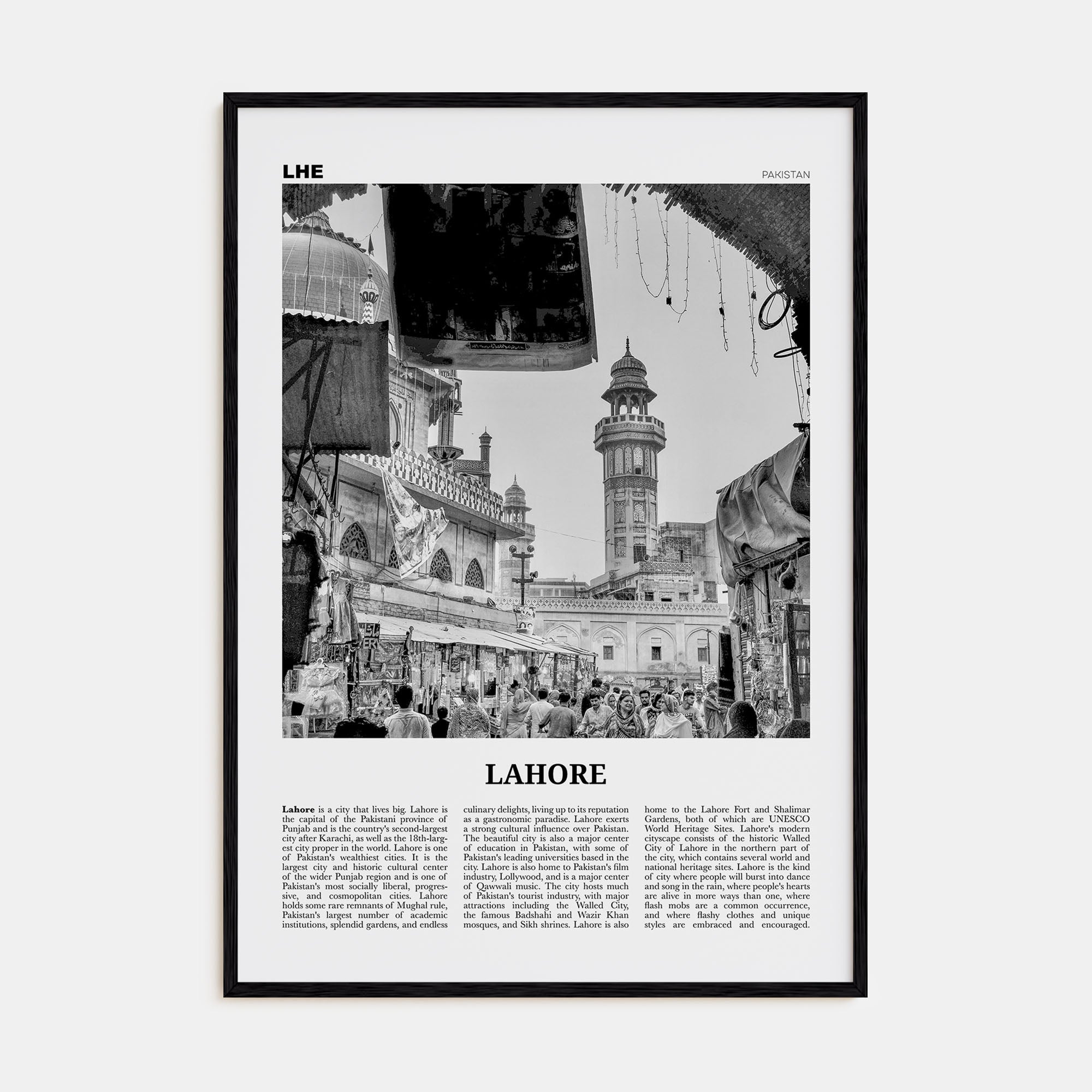 Lahore Travel B&W No 1 Poster