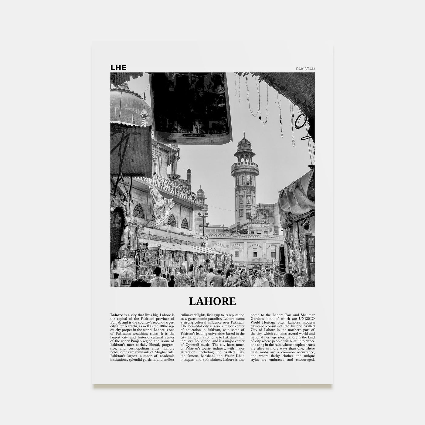 Lahore Travel B&W No 1 Poster