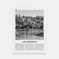 Lake Arrowhead Travel B&W Poster