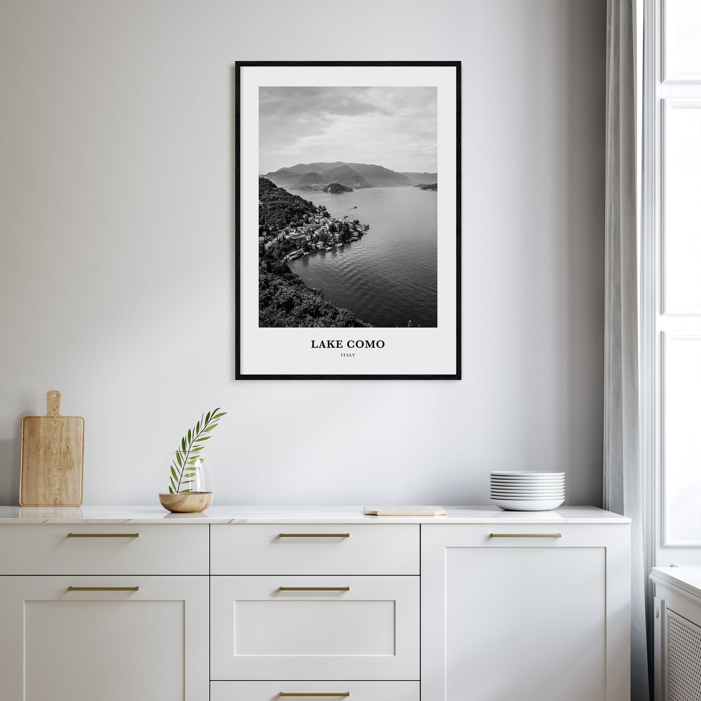 Lake Como Portrait B&W Poster