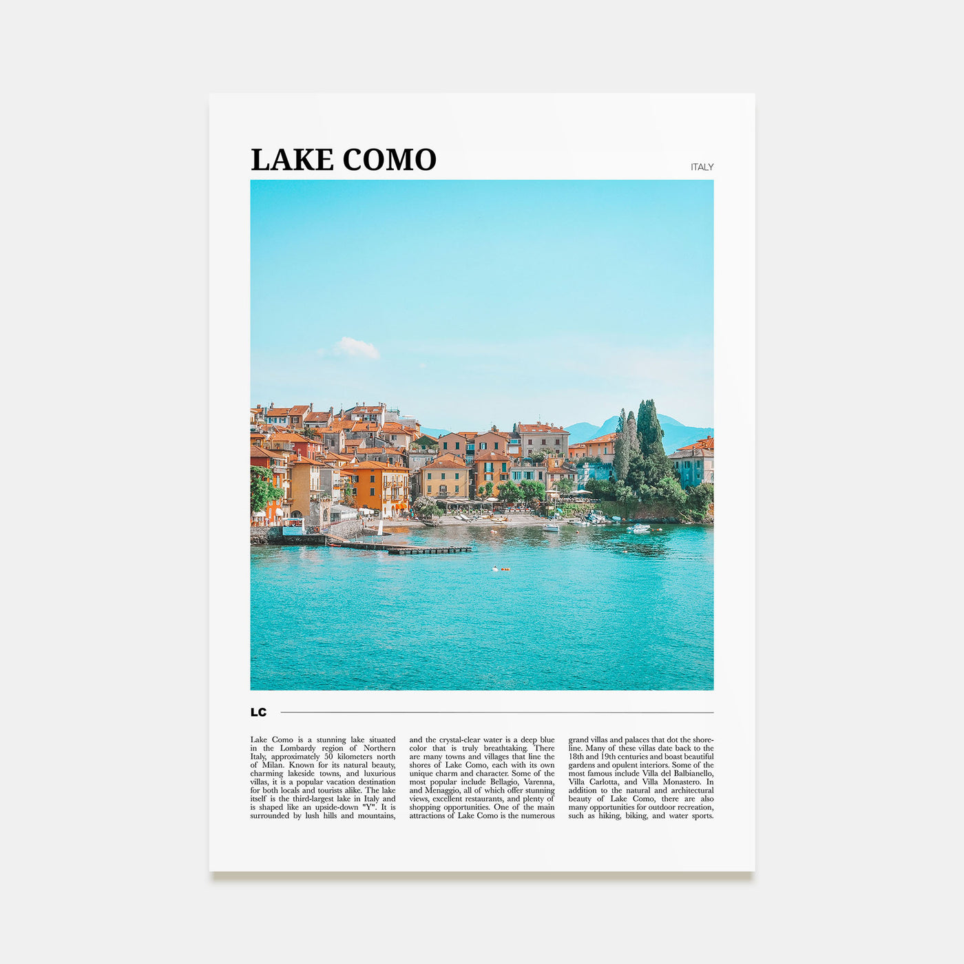 Lake Como Travel Color No 1 Poster