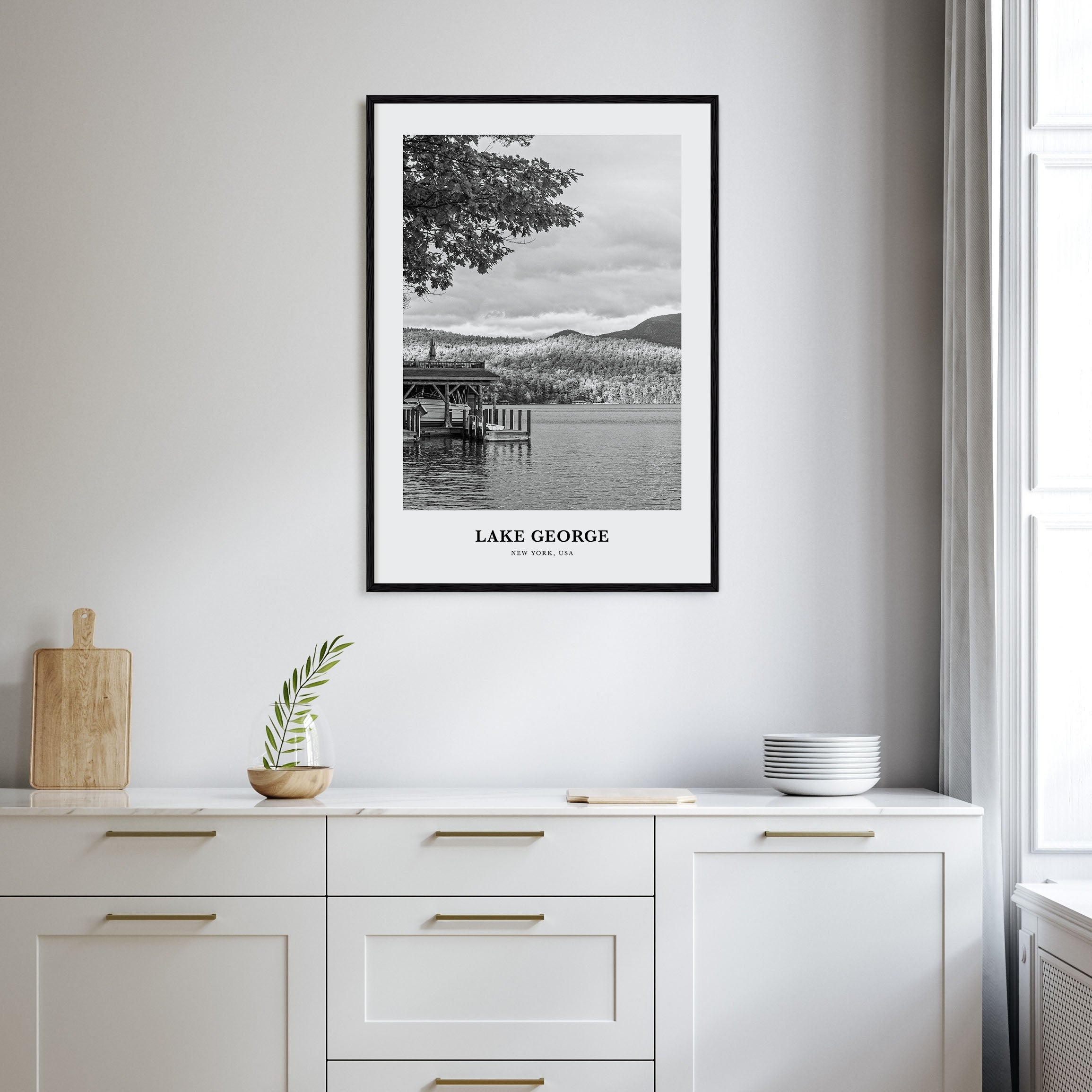 Lake George Portrait B&W Poster
