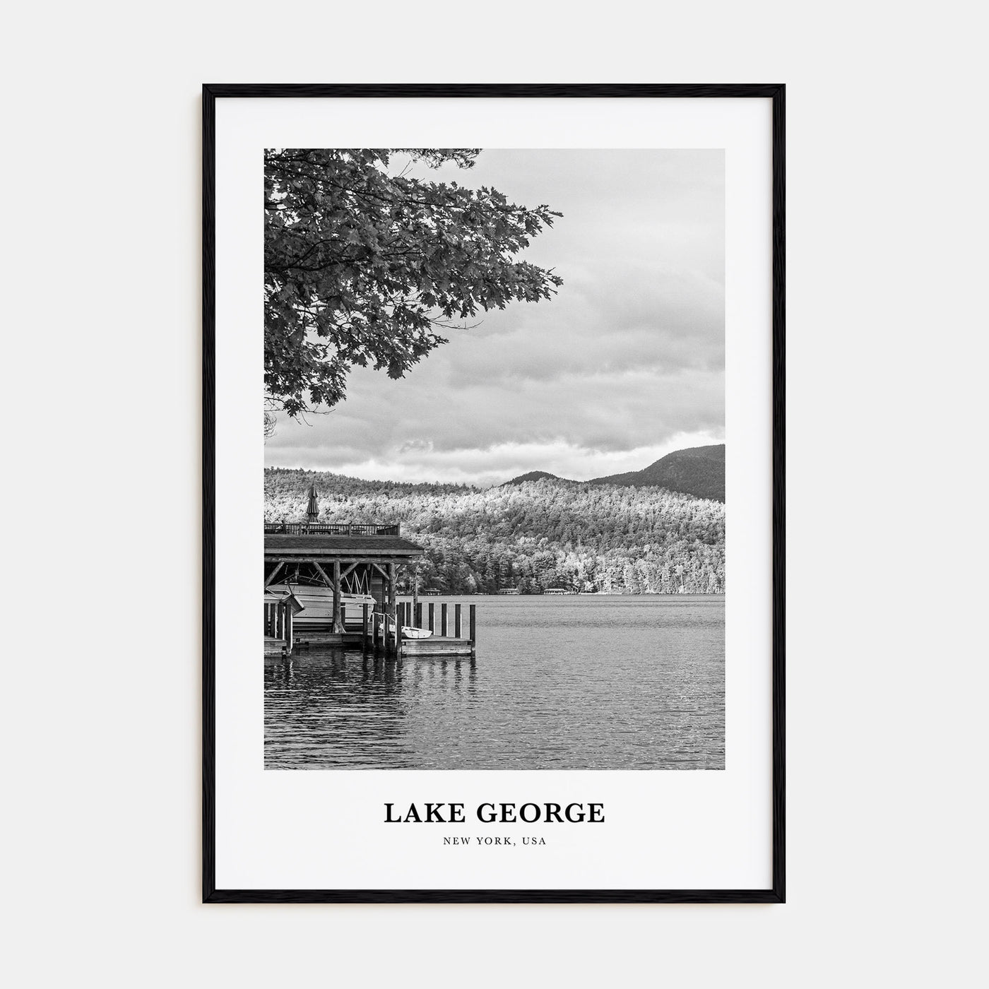 Lake George Portrait B&W Poster