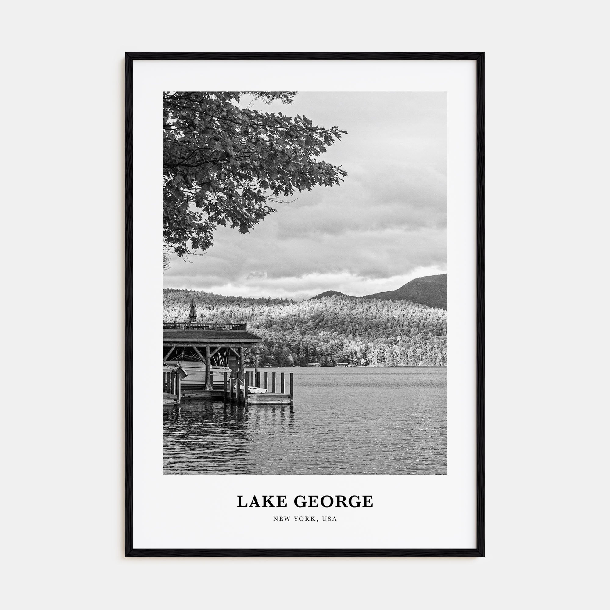 Lake George Portrait B&W Poster