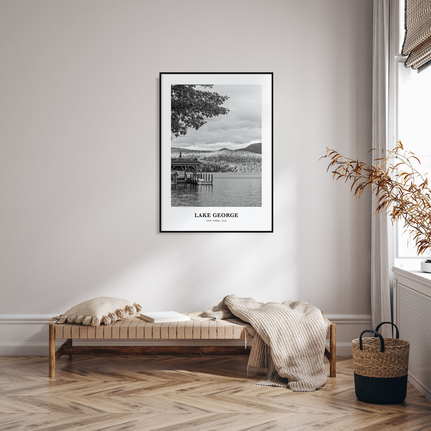 Lake George Portrait B&W Poster