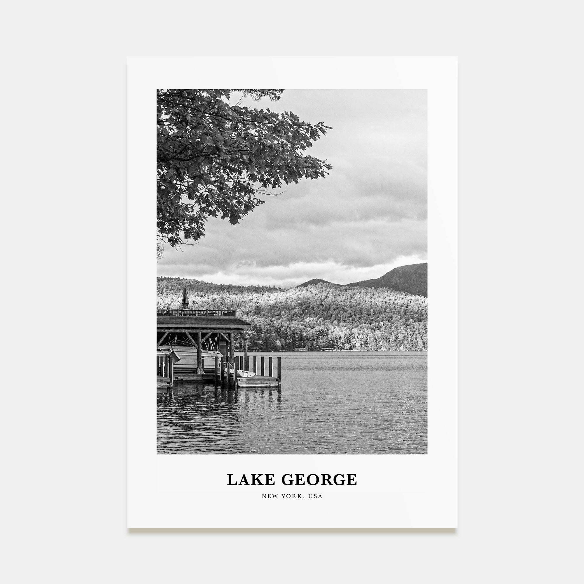 Lake George Portrait B&W Poster