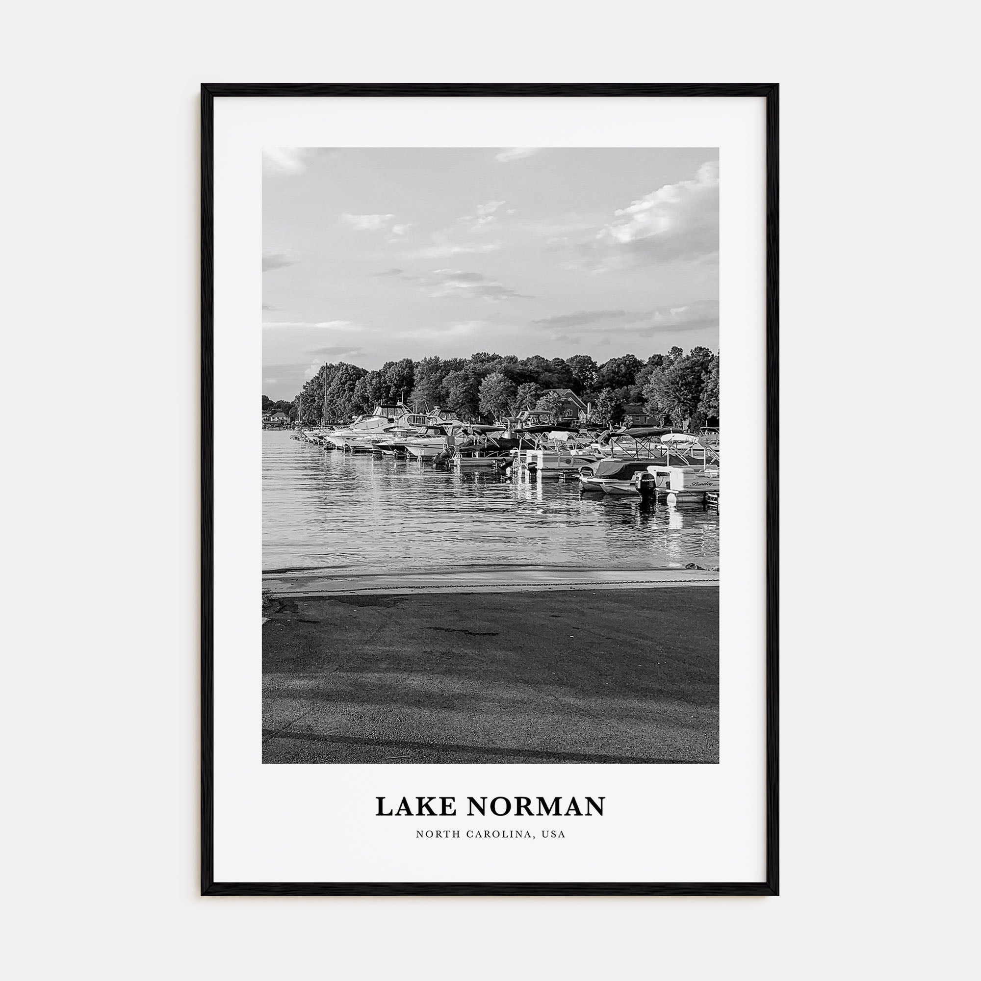 Lake Norman Portrait B&W Poster