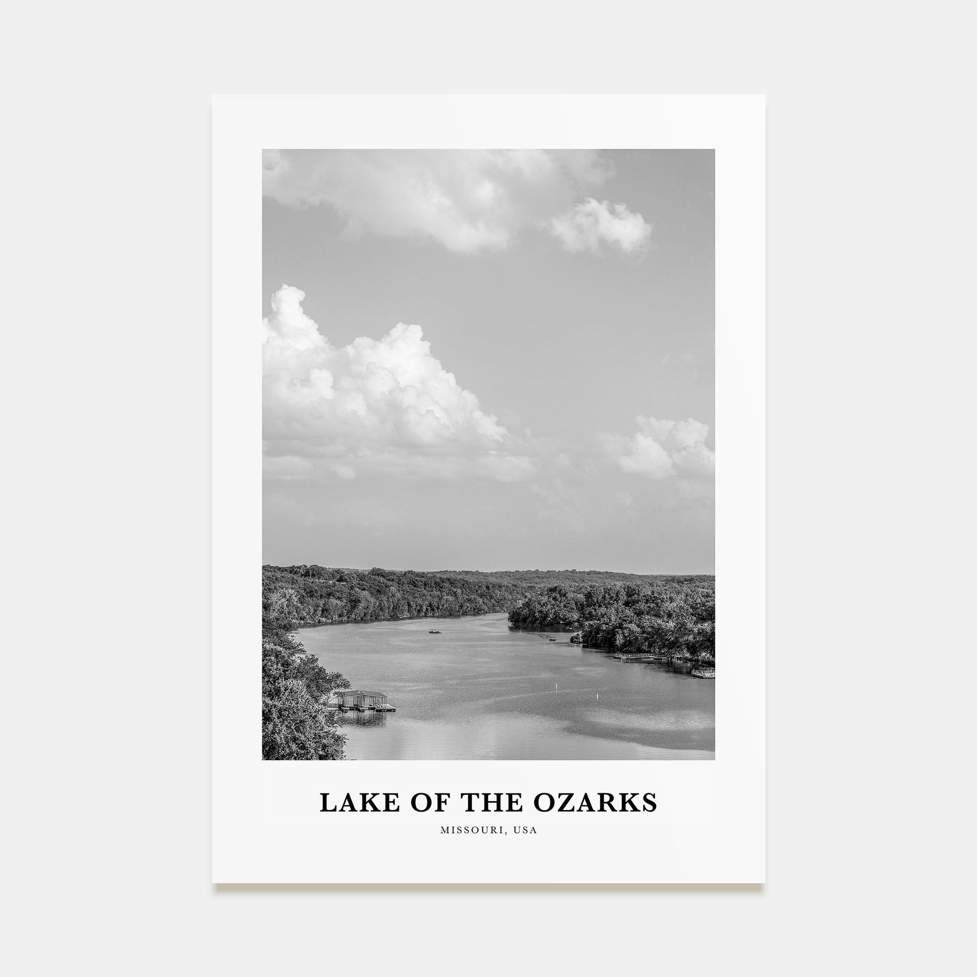 Lake of the Ozarks Portrait B&W Poster