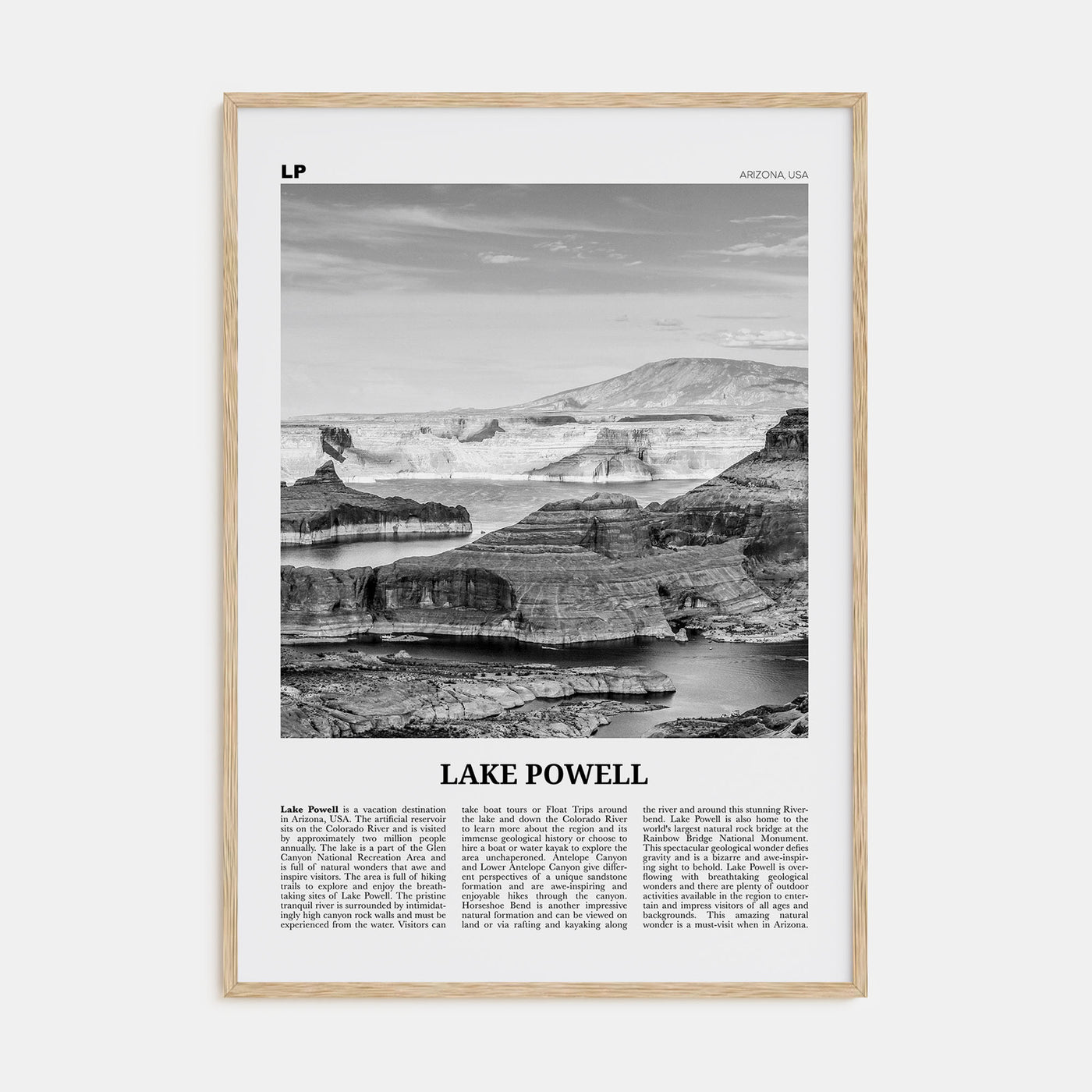 Lake Powell Travel B&W Poster