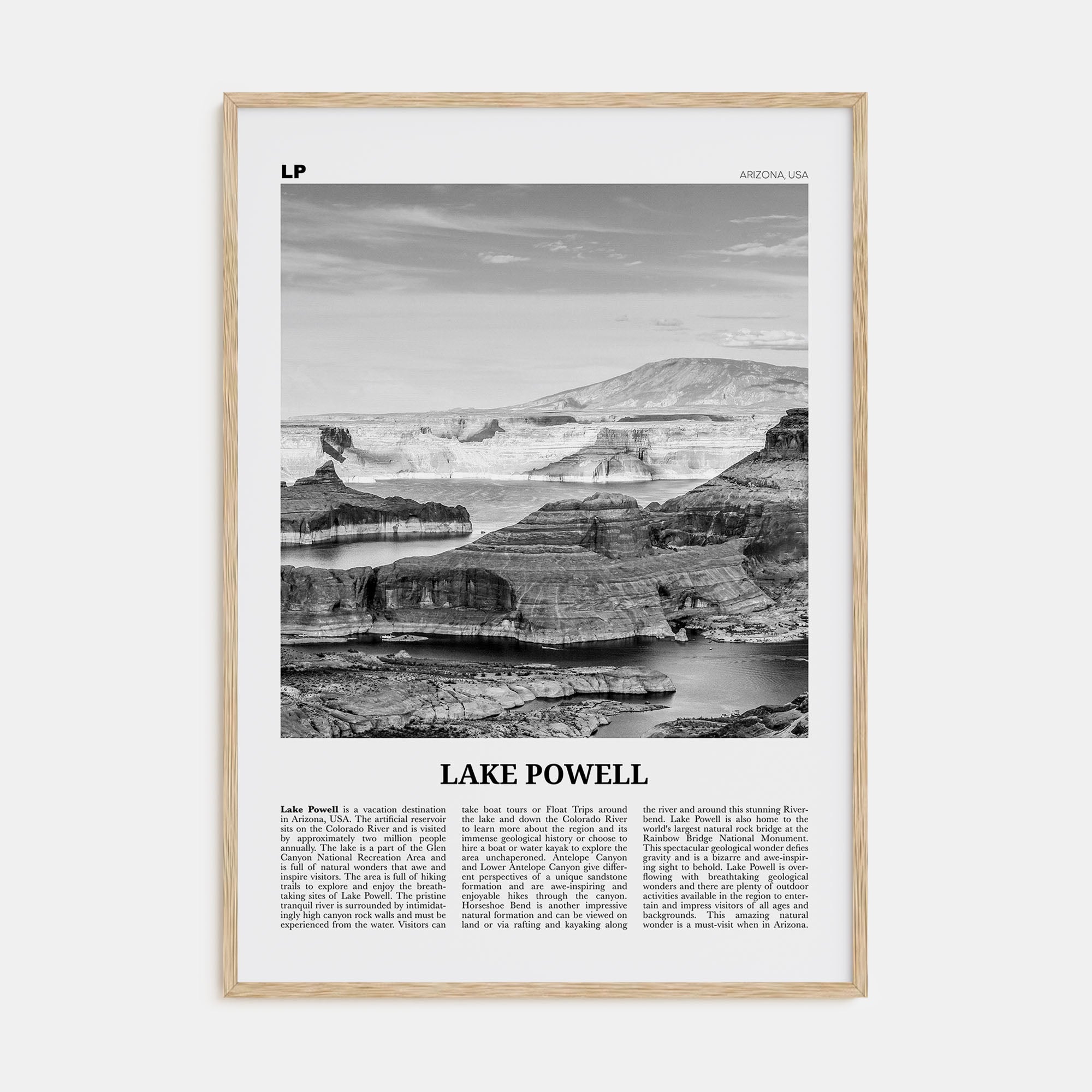 Lake Powell Travel B&W Poster