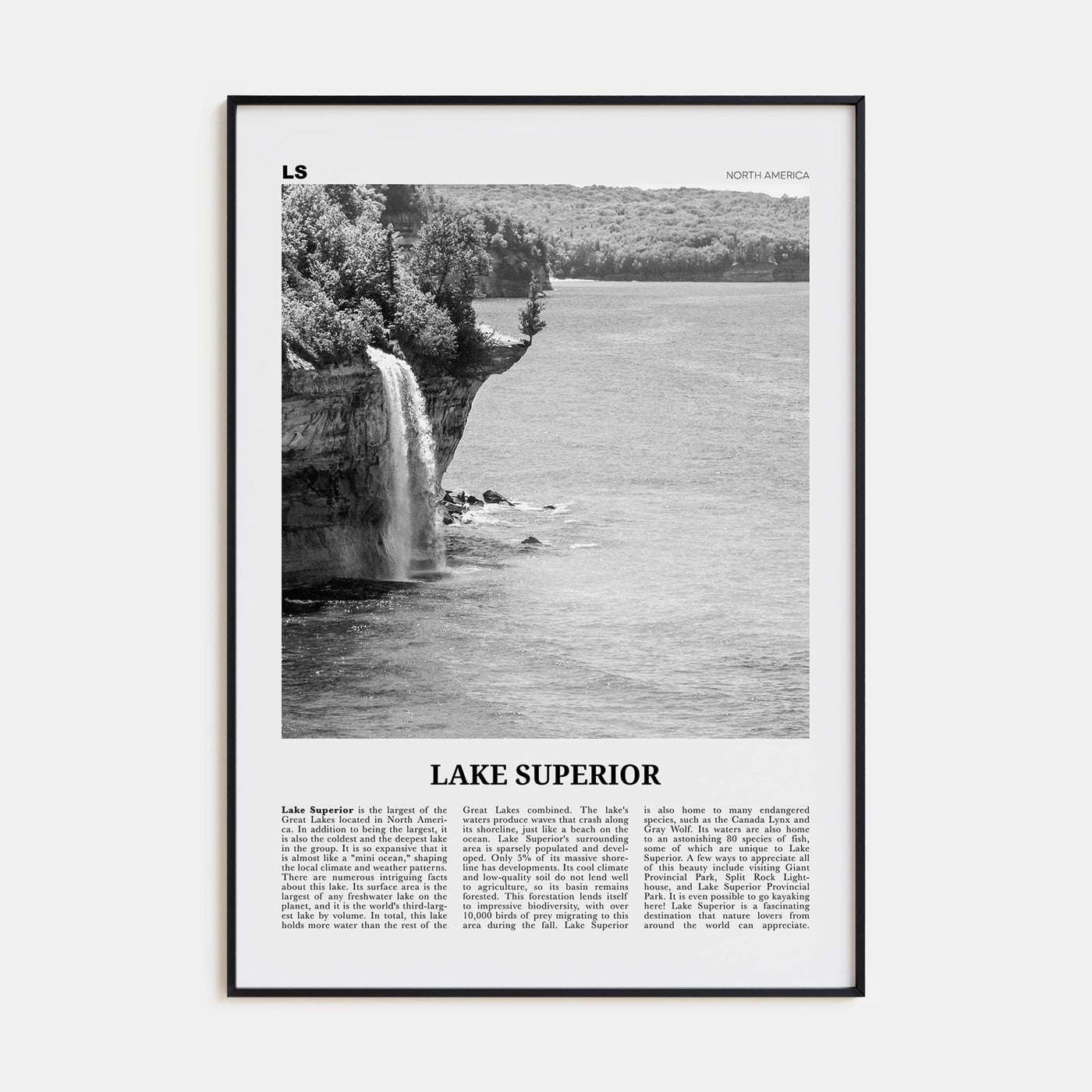 Lake Superior Travel B&W Poster