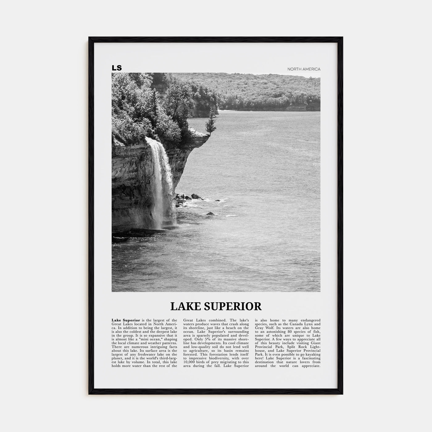 Lake Superior Travel B&W Poster